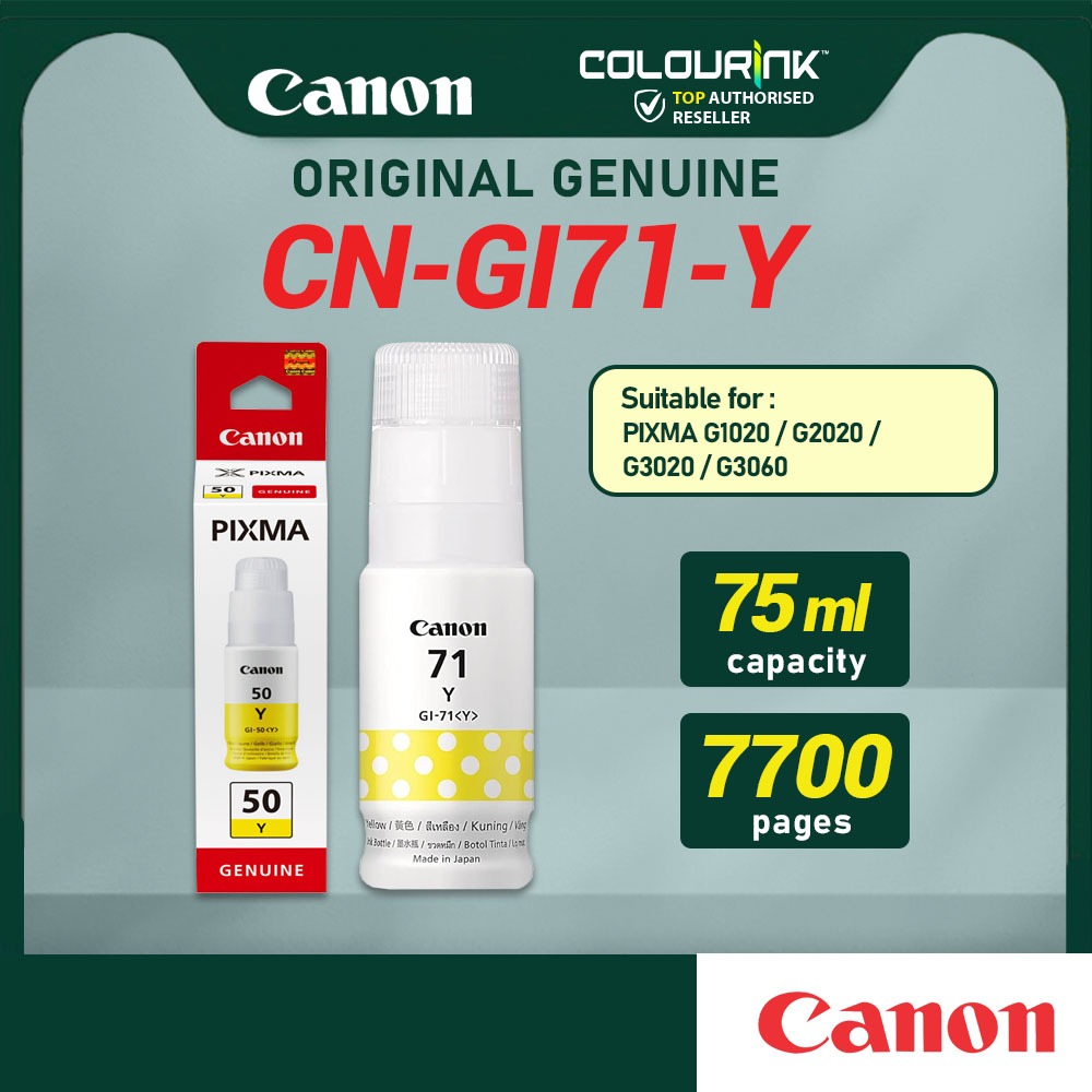 Canon Ink Bottle GI-71 Black Cyan Magenta Yellow MC-G02 Maintaince Cartridge for G1020 G2020 G3020 G3060