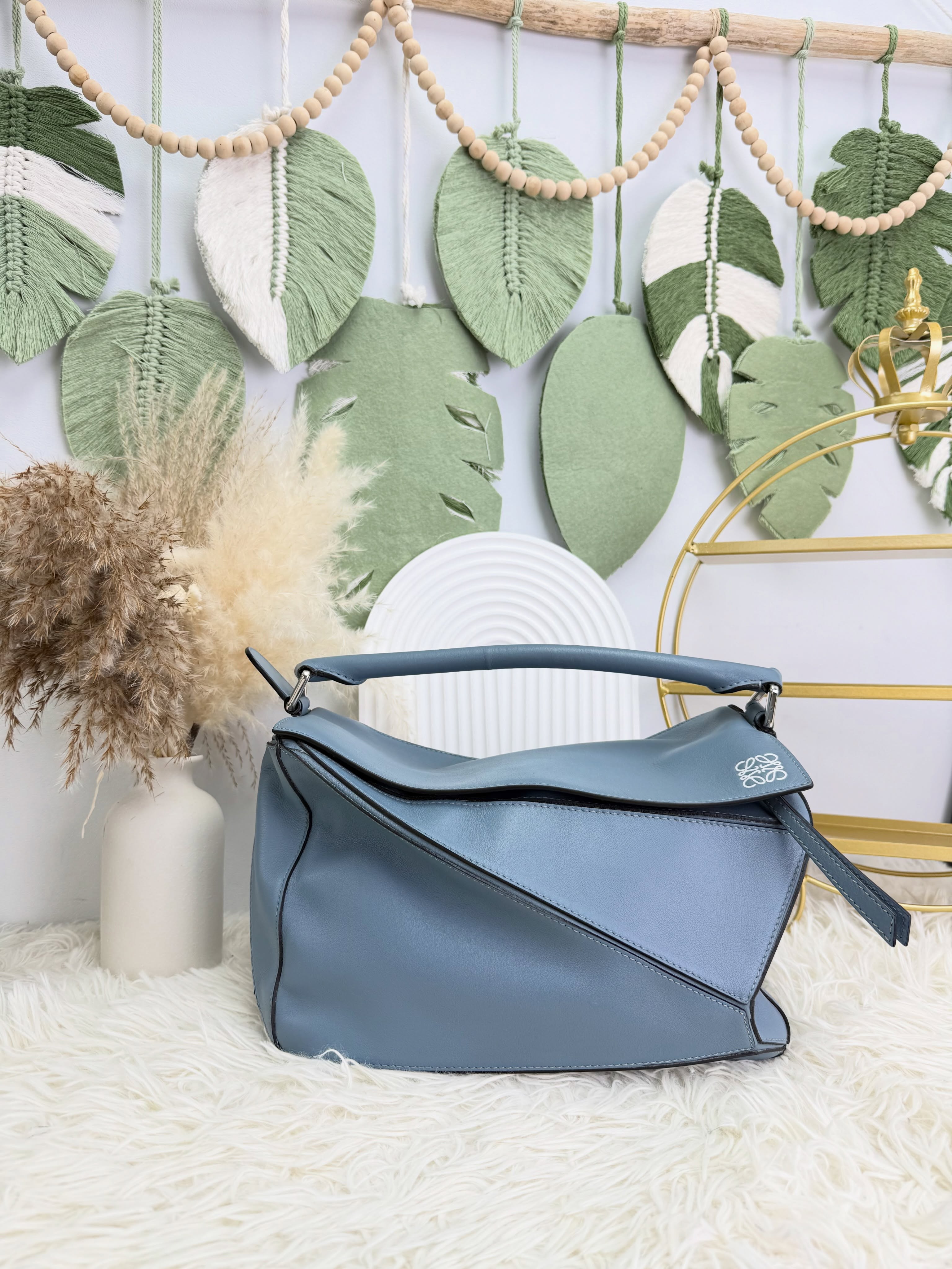 Loewe👜 PRE OWNED 🛍️puzzle medium Storm Blue🩵
