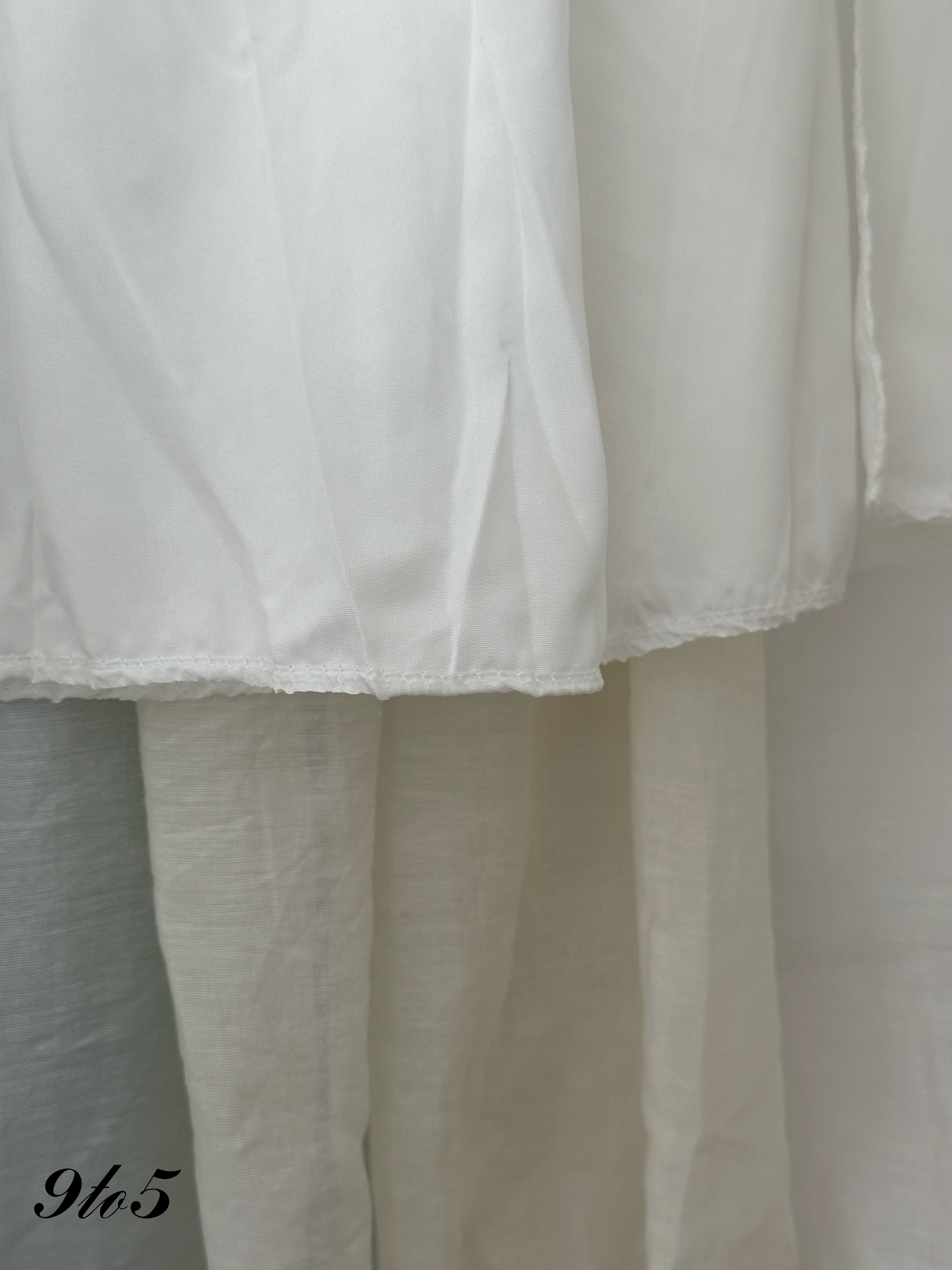 S2010 Long Layered Skirt - Blue & Cream