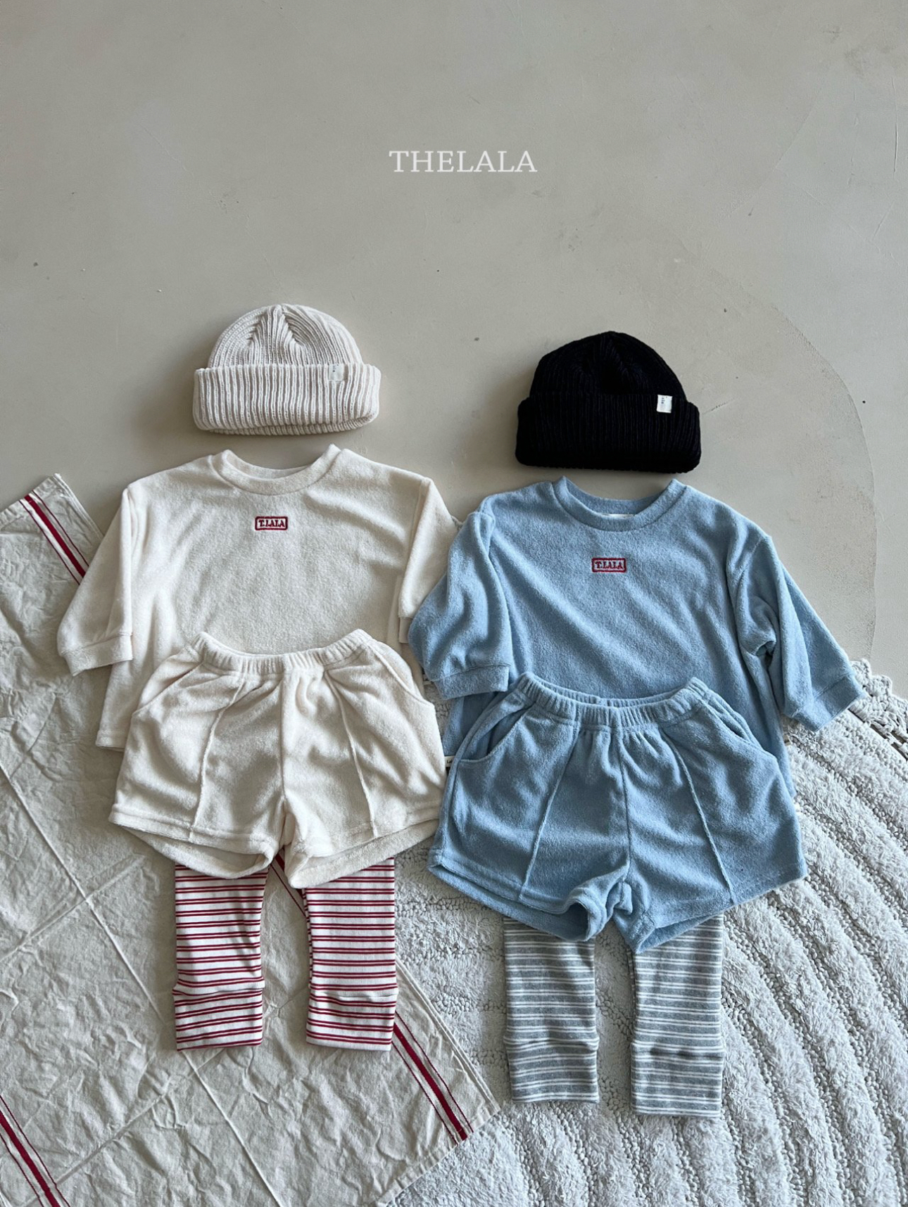 🌸預訂 韓國直送🌸🇰🇷THELALA兩色標誌刺繡章毛巾料上下套裝