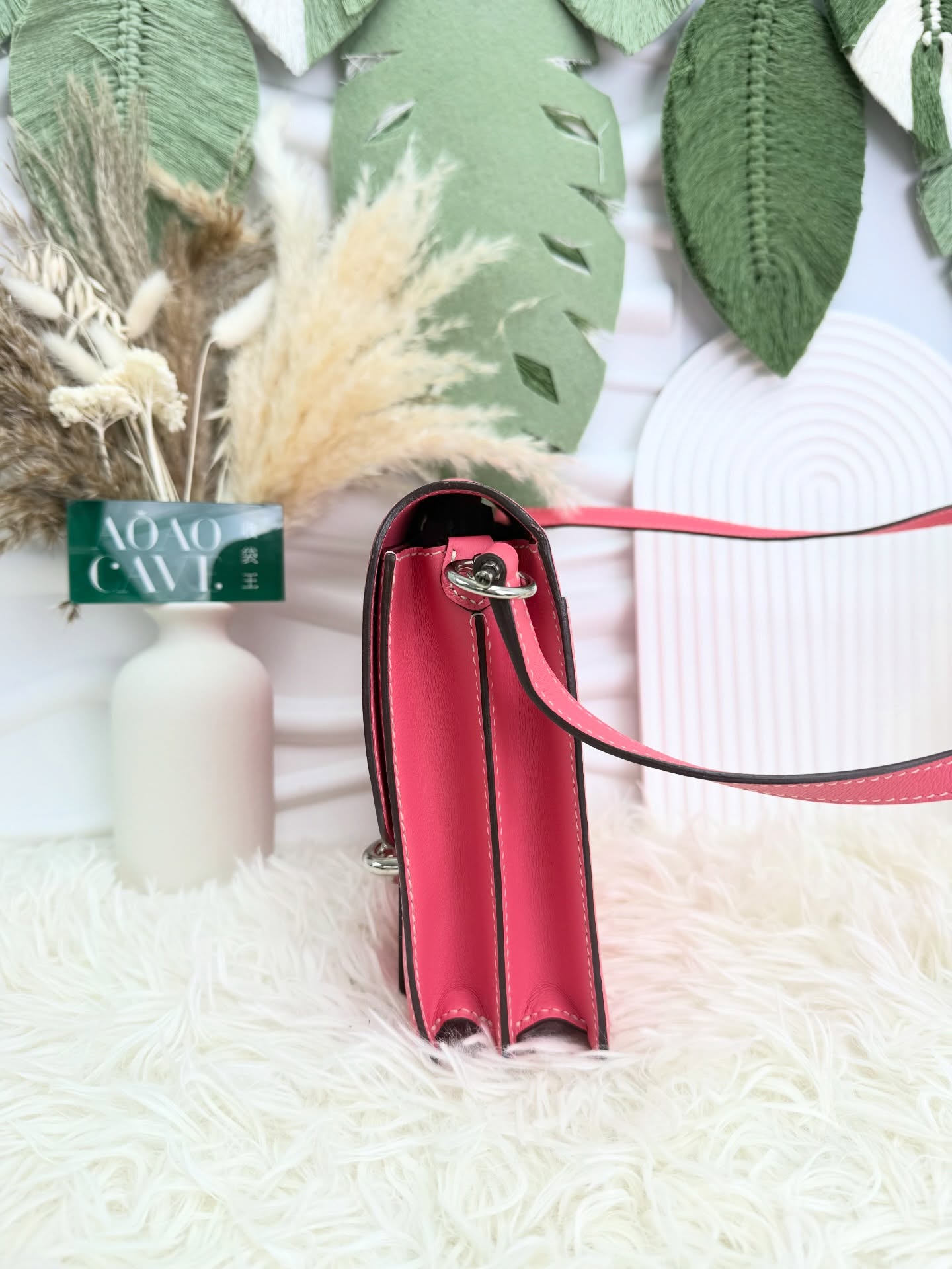 Hermes🤍PRE OWNED 🩷唇膏粉 銀扣8w Roulis23 d stamp 🐽