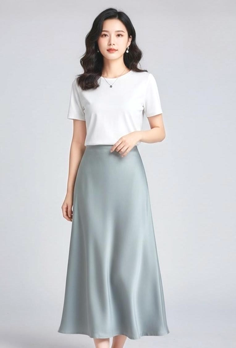 Satin Drape A-Line Midi
