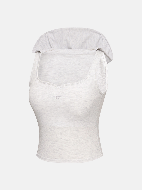 【宮廷領連PAD背心】預購_Soft Pique hooded sleeveless by Grandeline