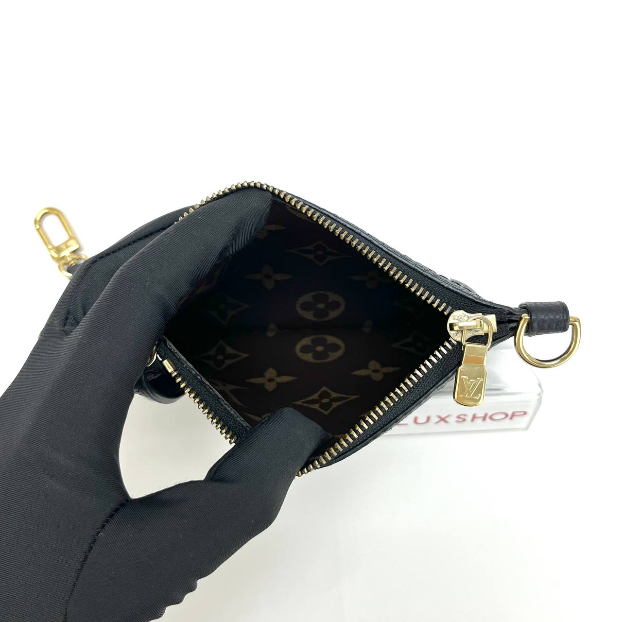 LV Neverfull BB Inside Out Black Pouch