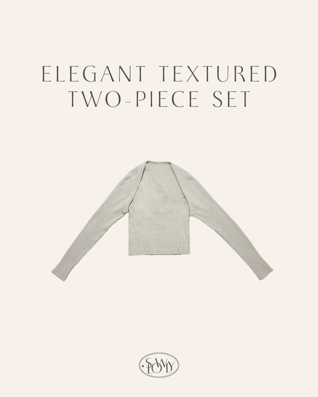 [顯鎖骨線條!]女人味坑紋斜肩兩件裝(兩色入)