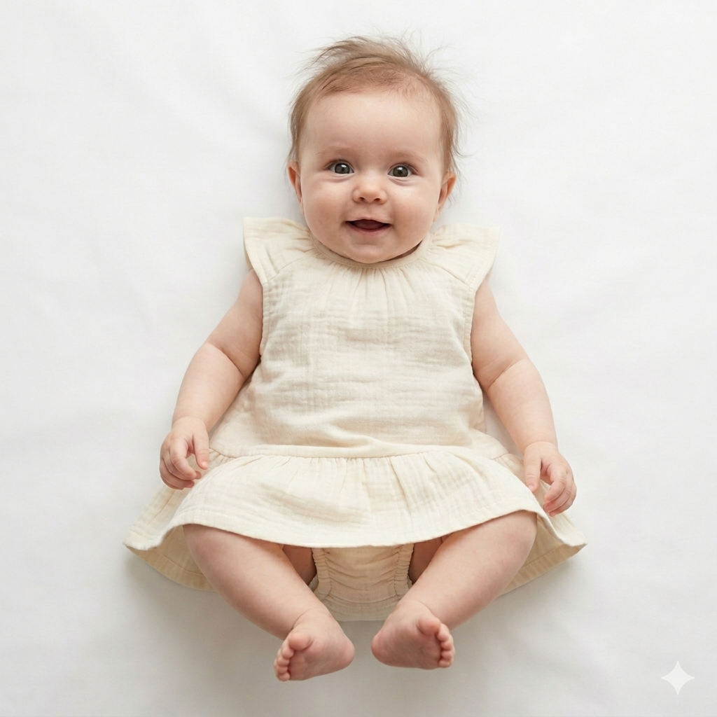 Trendyvalley Gauze Organic Cotton Baby Girl Gauze Dress