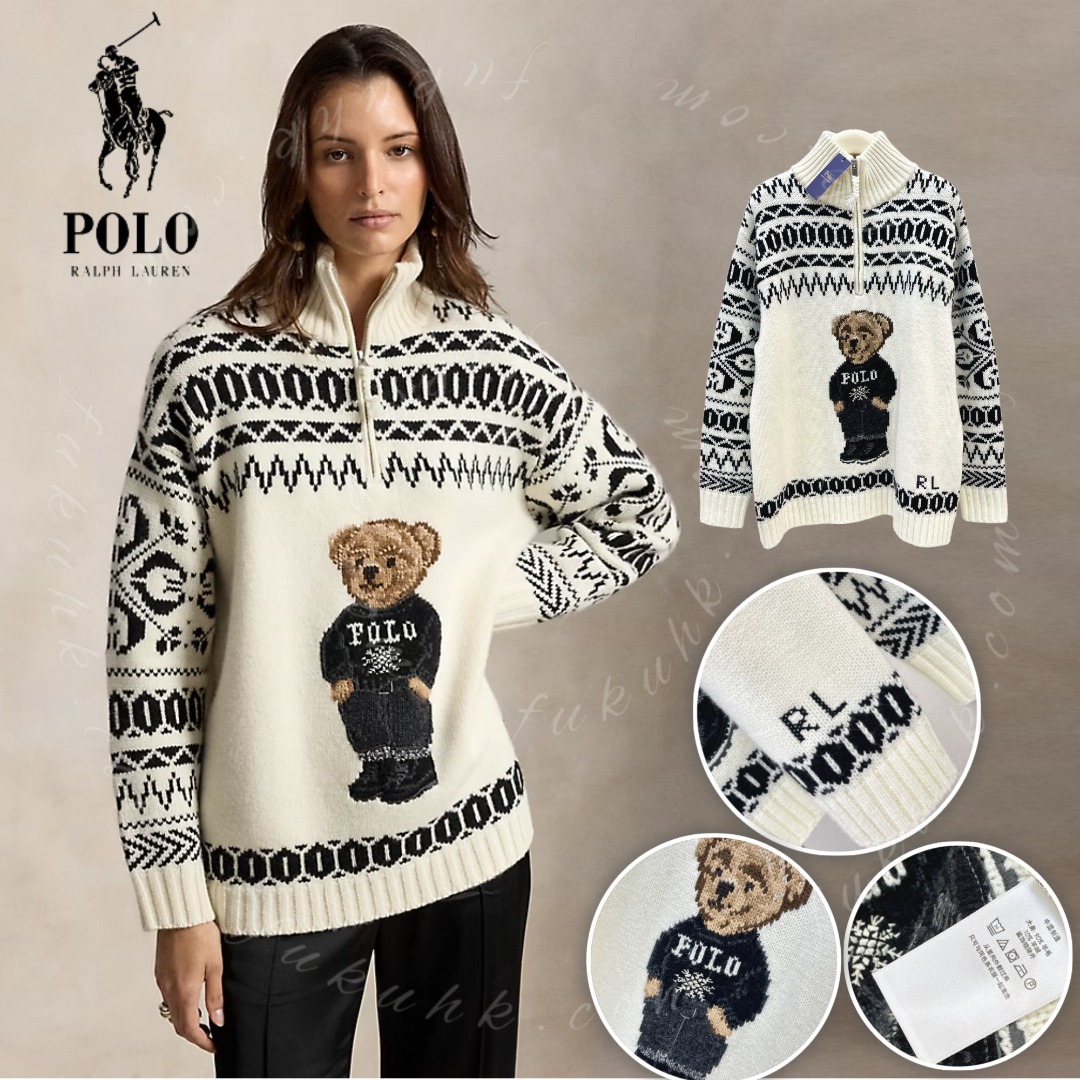 Polo Ralph Lauren Ski Polo Bear Wool-Cashmere Quarter-Zip 半開襟羊毛冷衫