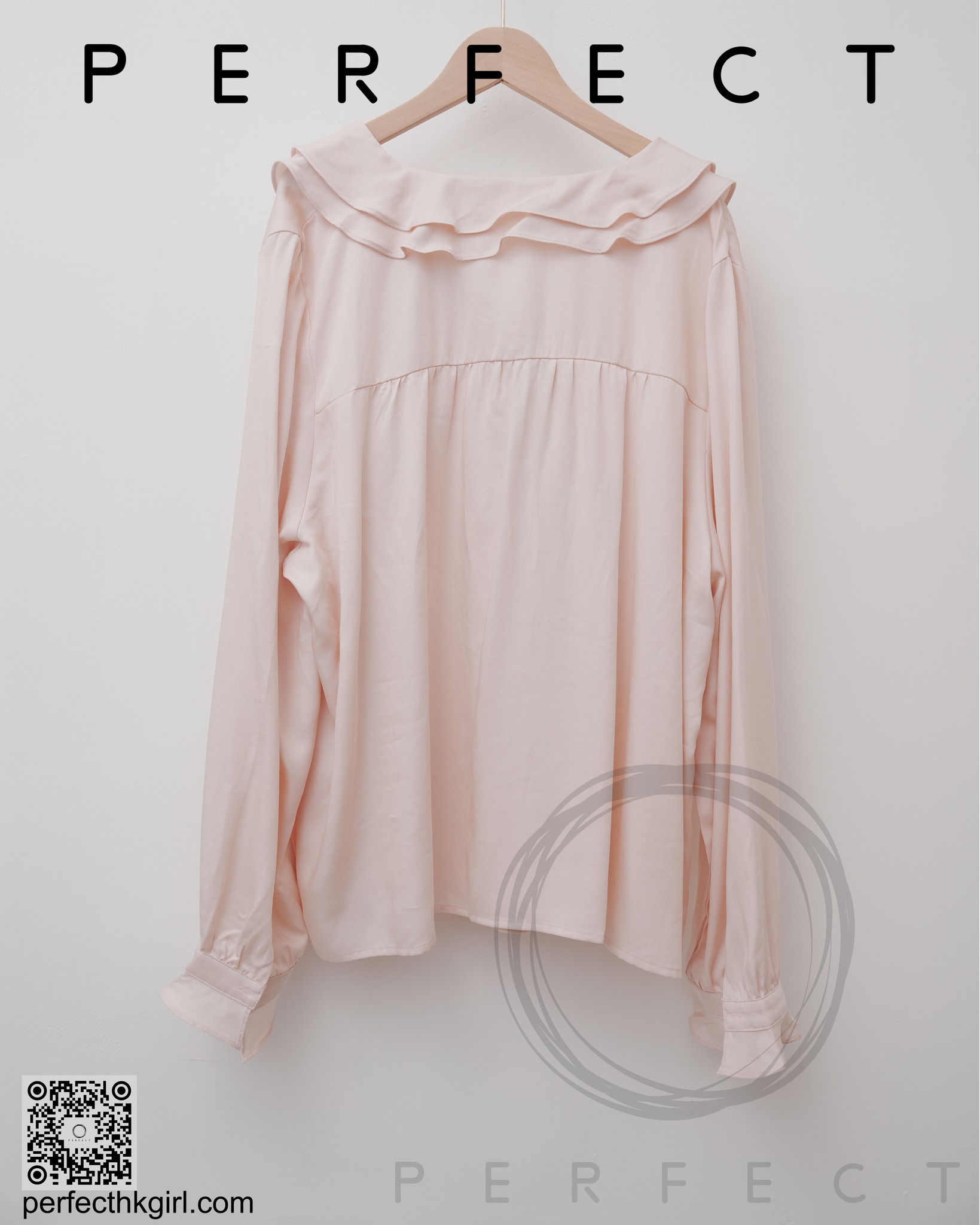 T0004_高貴面料五色大RUFFLE領上衣（溫柔粉）