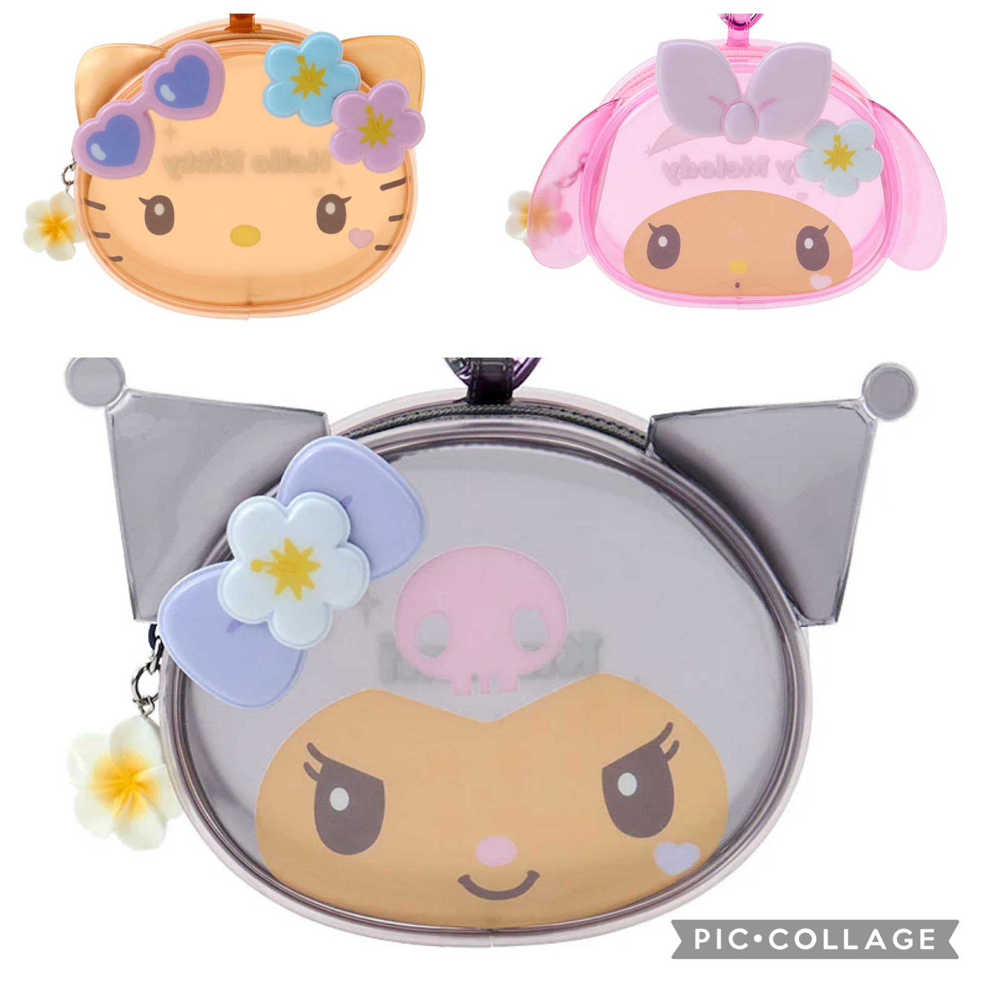 日本直送sanrio夏天黑皮系列頭型透明化妝包