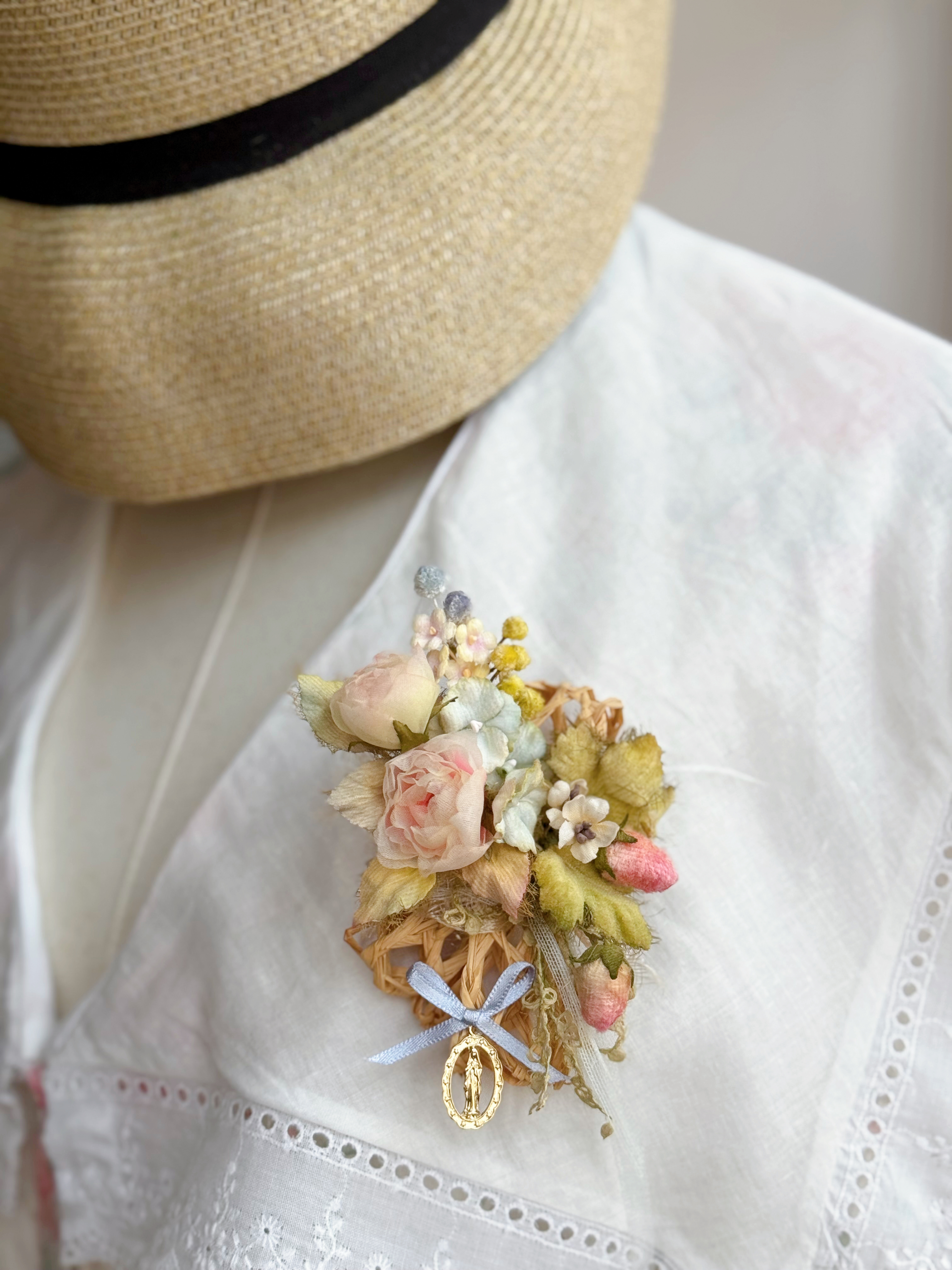 初夏花園 - 玫瑰草莓髮夾+胸針