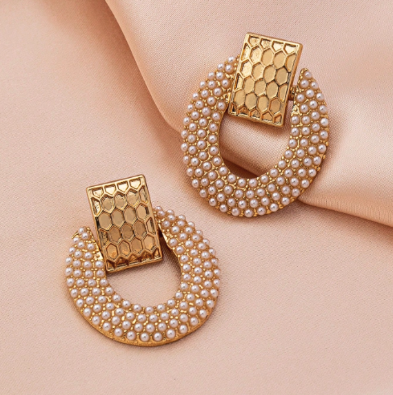 Luxe Loop Pearl Drop Earrings