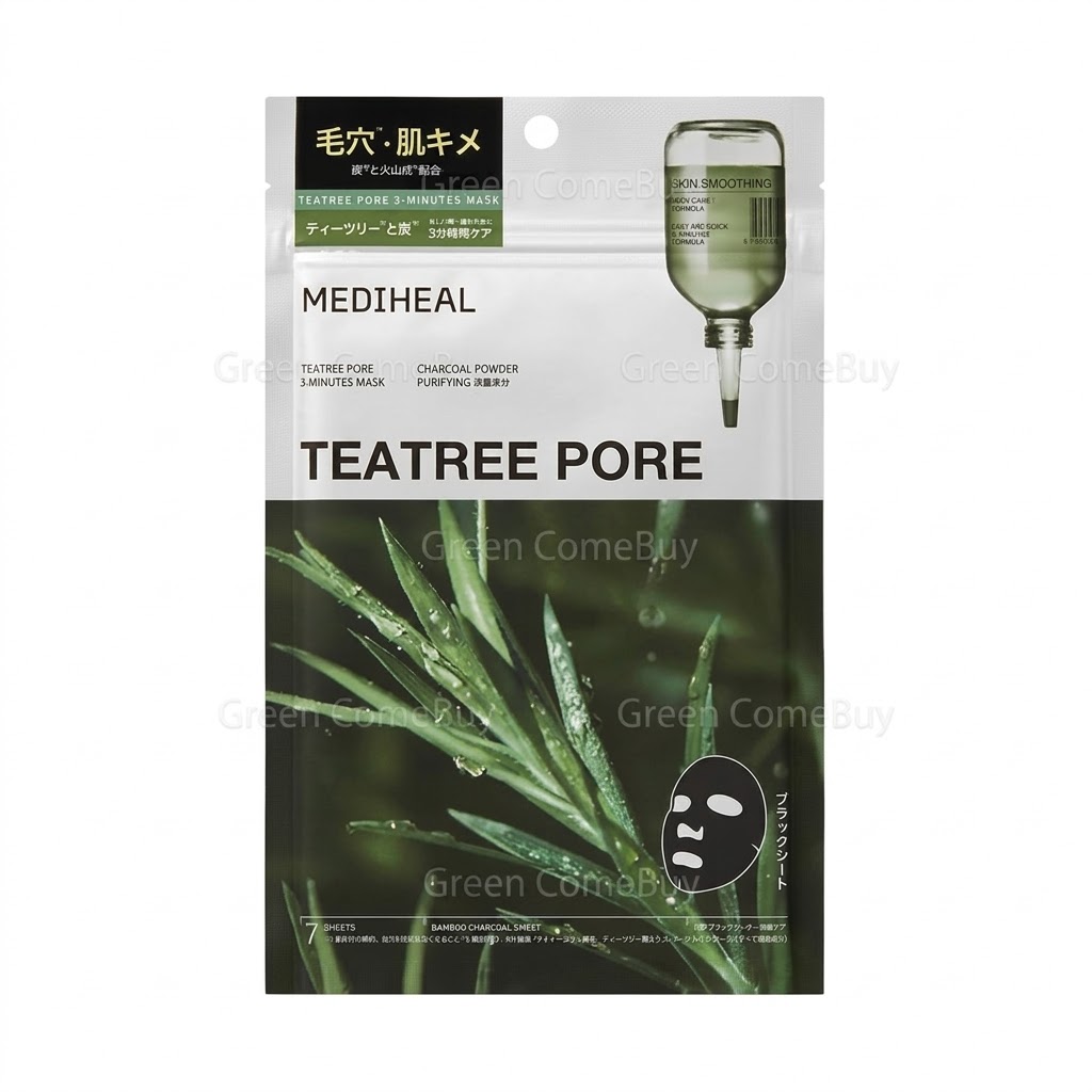 MEDIHEAL 的茶樹Pore鎮靜導入精華鎮靜肌膚平衡油脂面膜7 片裝