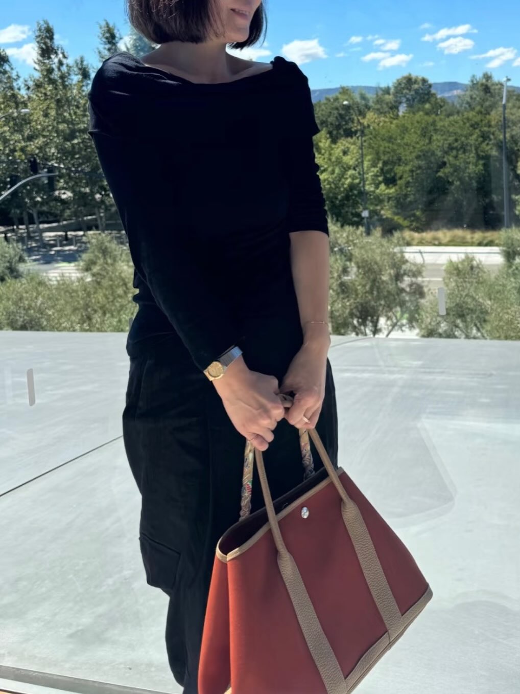 Hermes🤍PRE OWNED Garden Party 30橙色帆布拼餅乾色皮 手提包 🧡