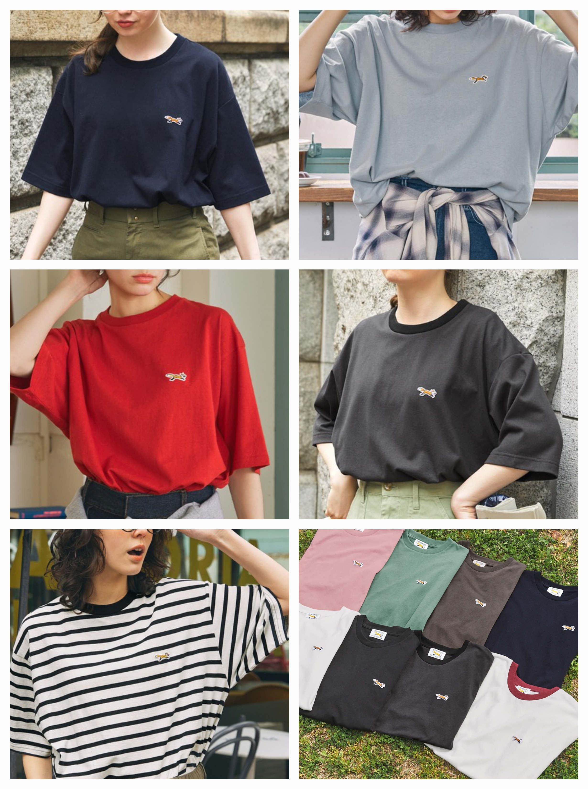 【✨️日本🇯🇵 pre-order 刺繡 logo tee✨️】 【共10色 | Size：S/M/L | 米色+酒紅邊/米白/黑色/mocha/灰色/海軍藍/淺藍/紅色/灰黑/黑白間條】