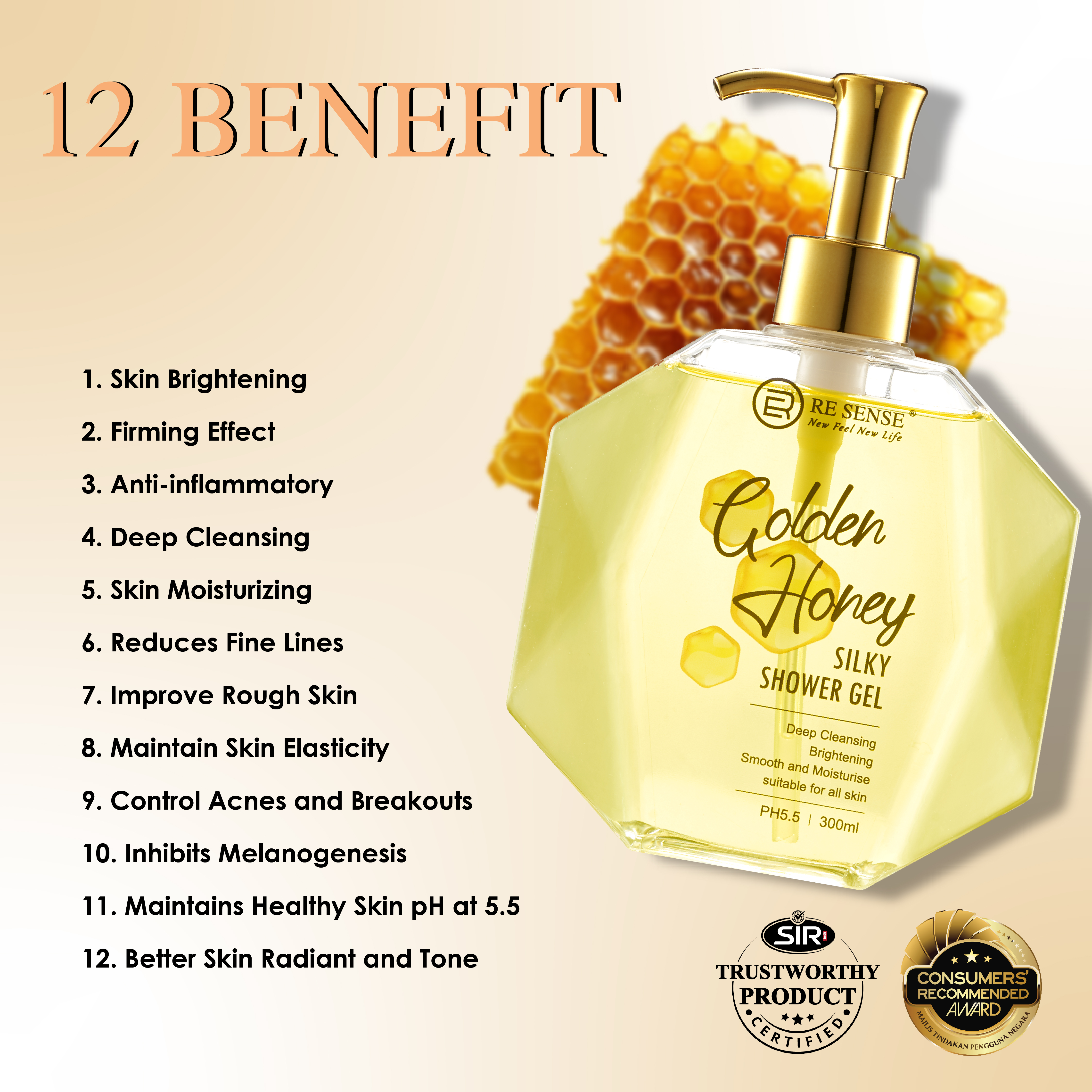 Golden Honey Silky Shower Gel (300ml)