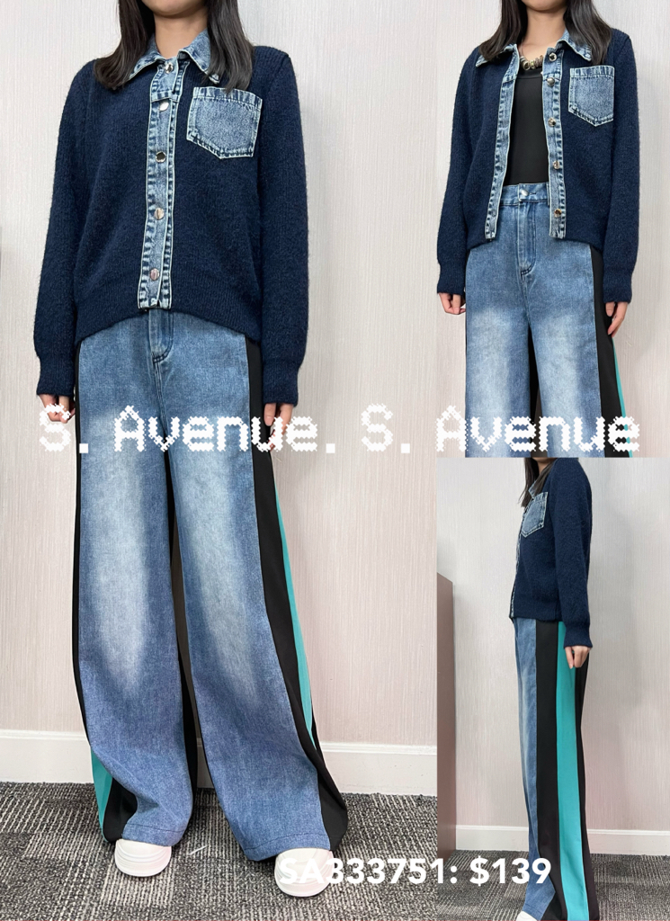 SA333751: 長袖牛仔領單袋冷top