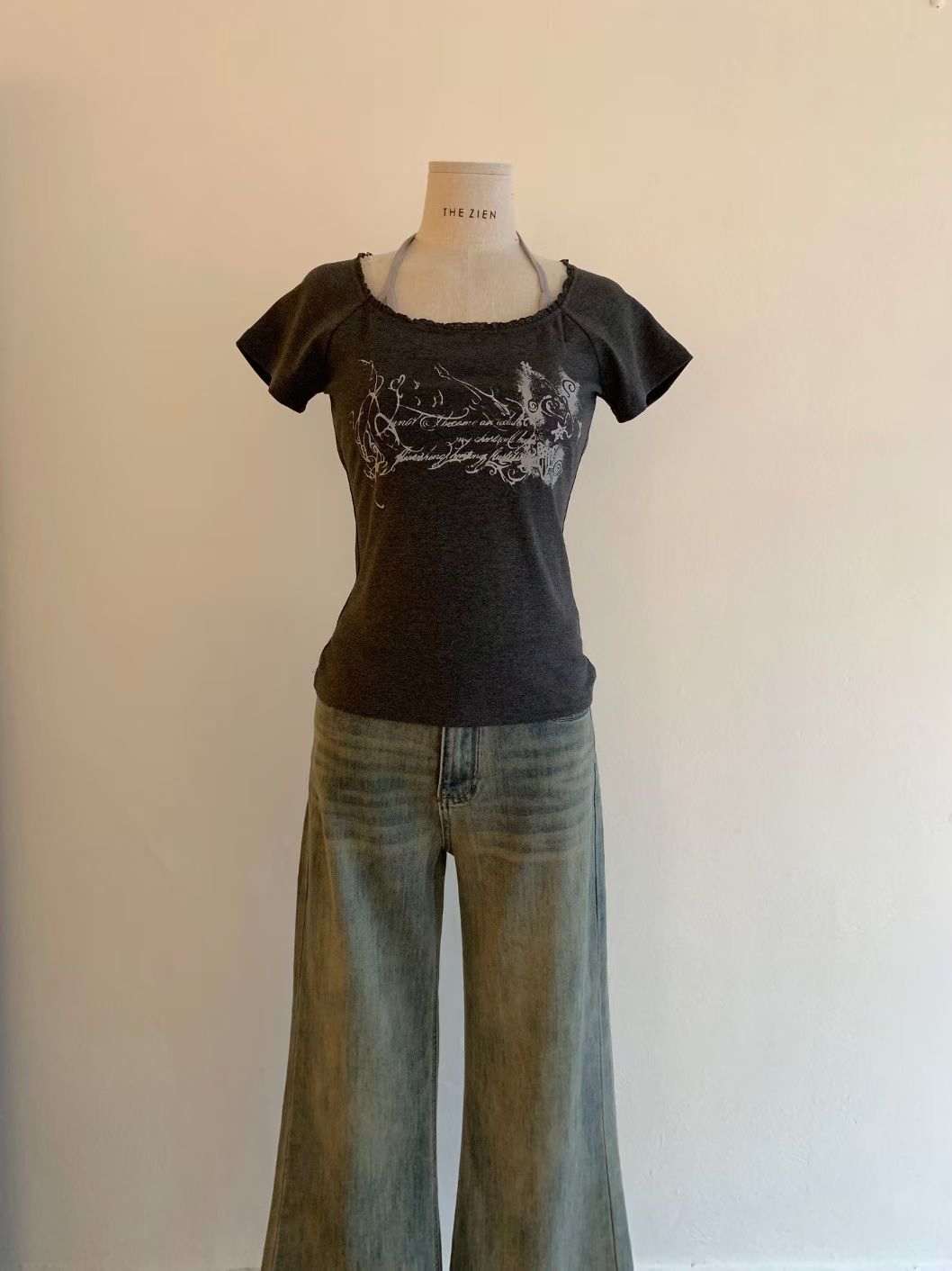 韓國lacy邊邊塗鴉假兩件Top🍀