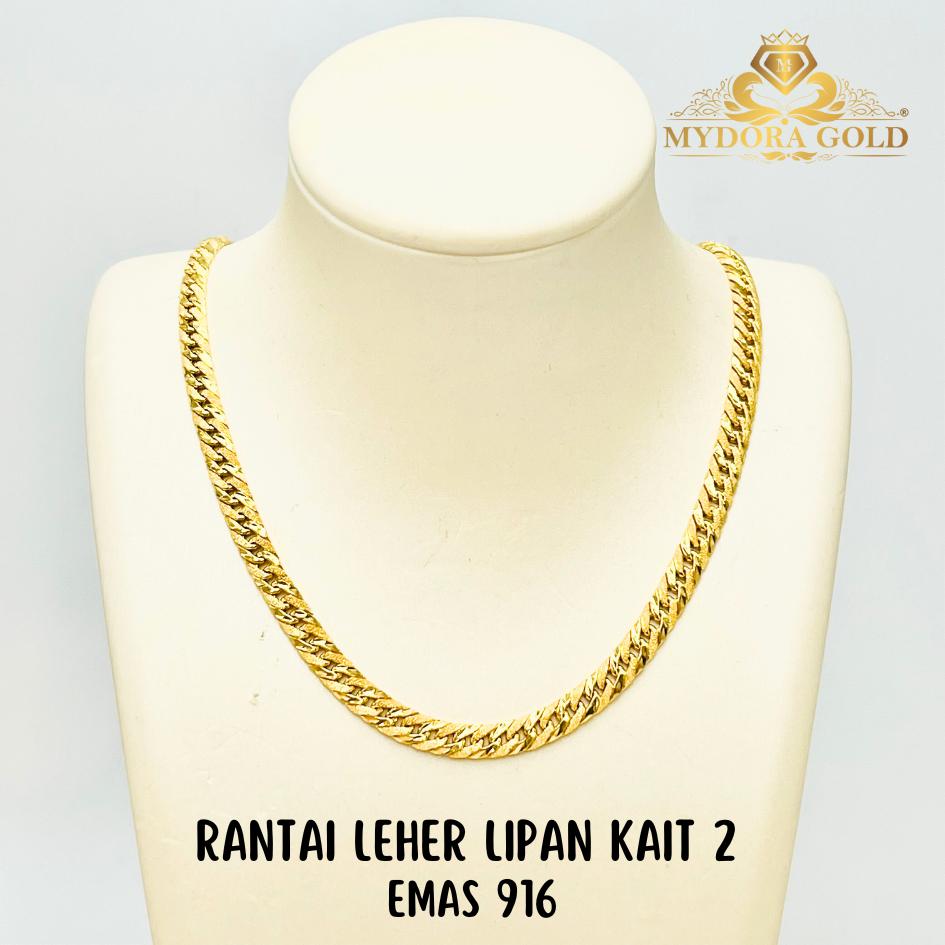 MYDORA Rantai Leher Lipan Kait 2 | Emas 916 / 22k