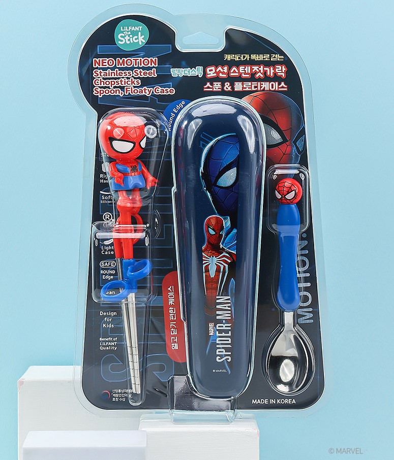   【預訂】 韓國直送 Marvel Spiderman 學習筷子餐具連收納盒三件套