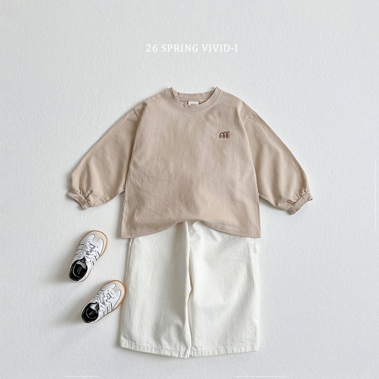 🌸預訂 韓國直送🌸🇰🇷VIVIDI四色M字刺繡寬鬆長袖上衣