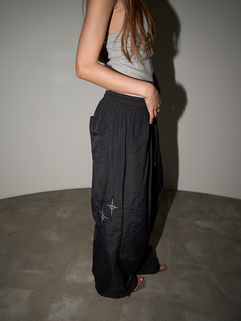 Star Embellished Nylon Pants