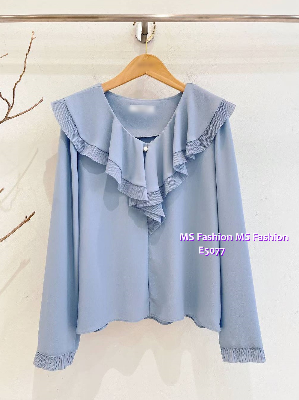 E5077 靚料V領ruffle top