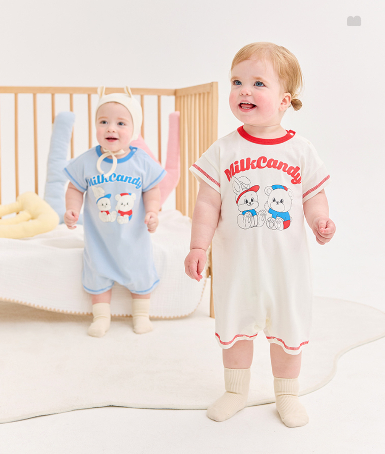 ☀️預訂 韓國直送☀️🇰🇷Milk Baby兩色可愛兔子小熊印花短袖連身衣