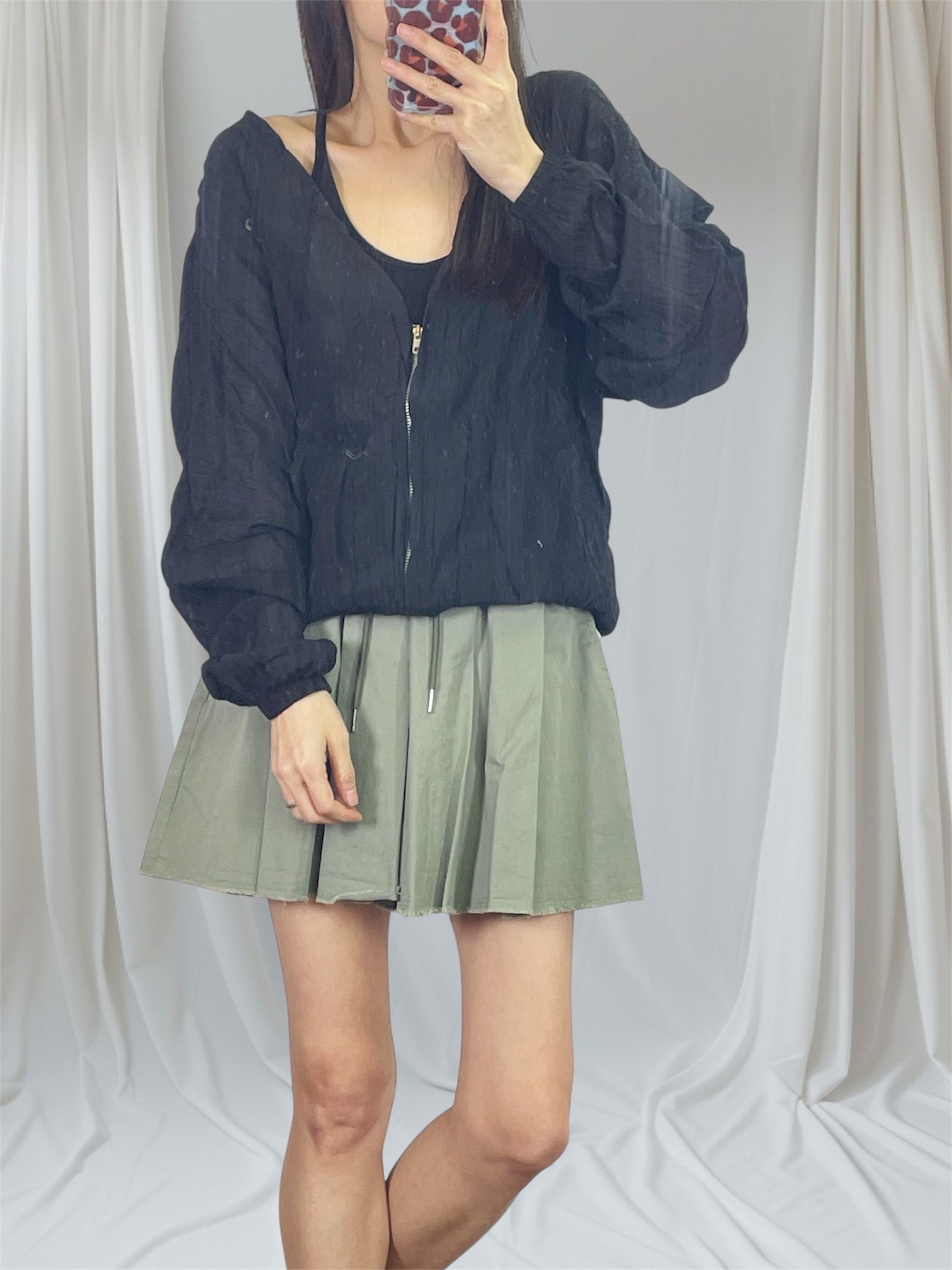 K5550 縐紋雪紡束腳外套