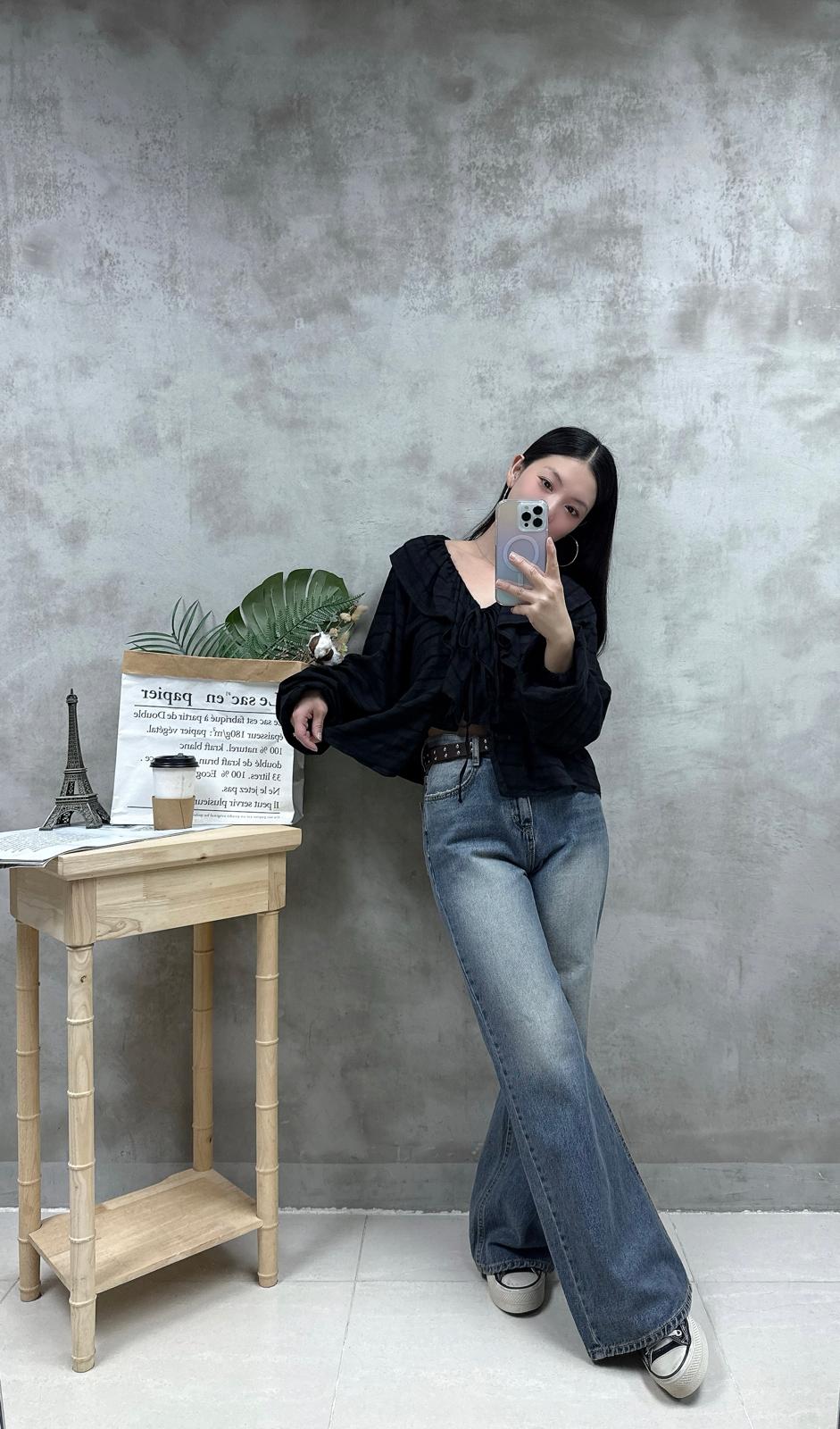 B19 線棉ruffle Top