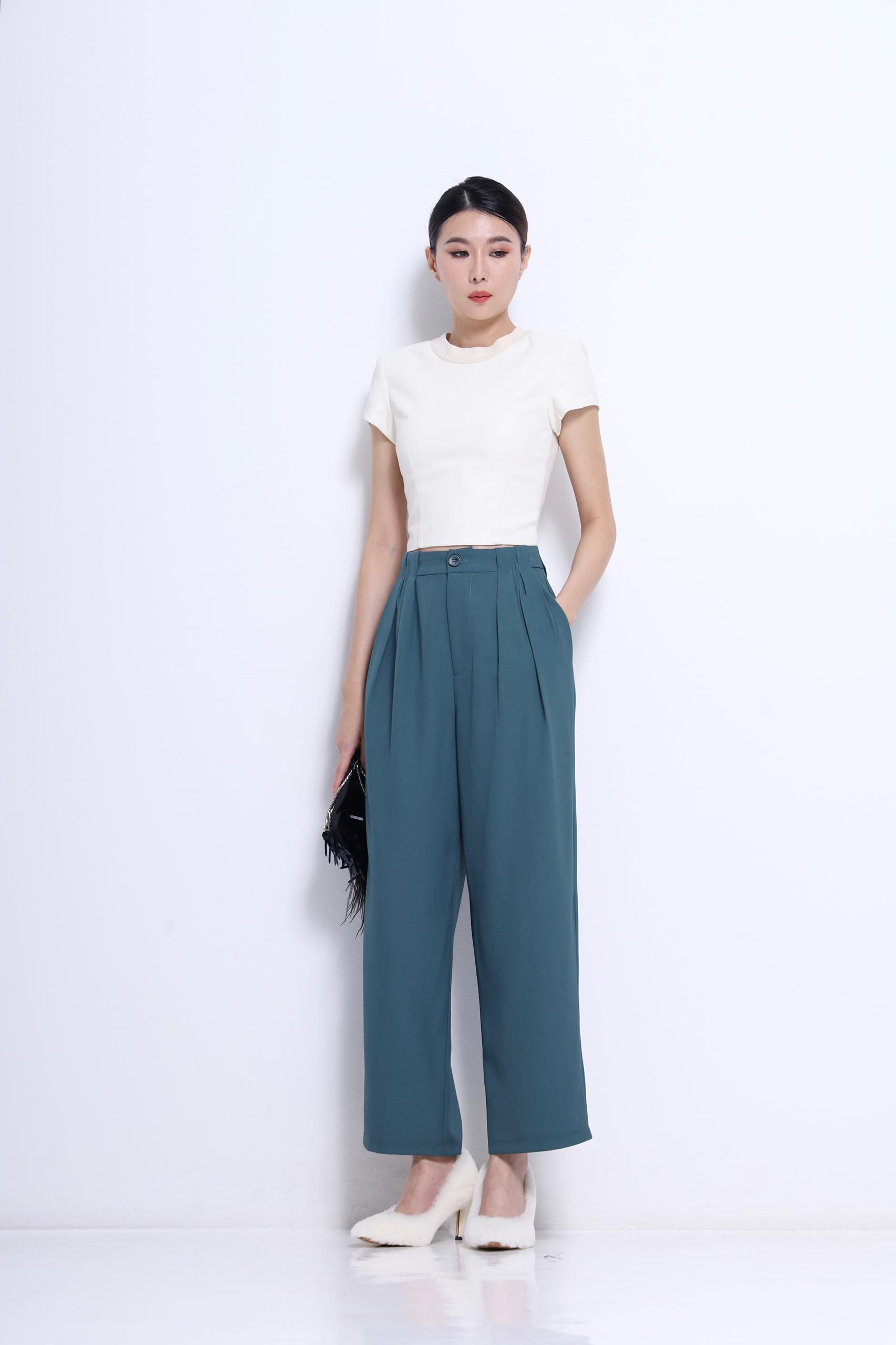 前面皮革背部针织布料上衣 2668