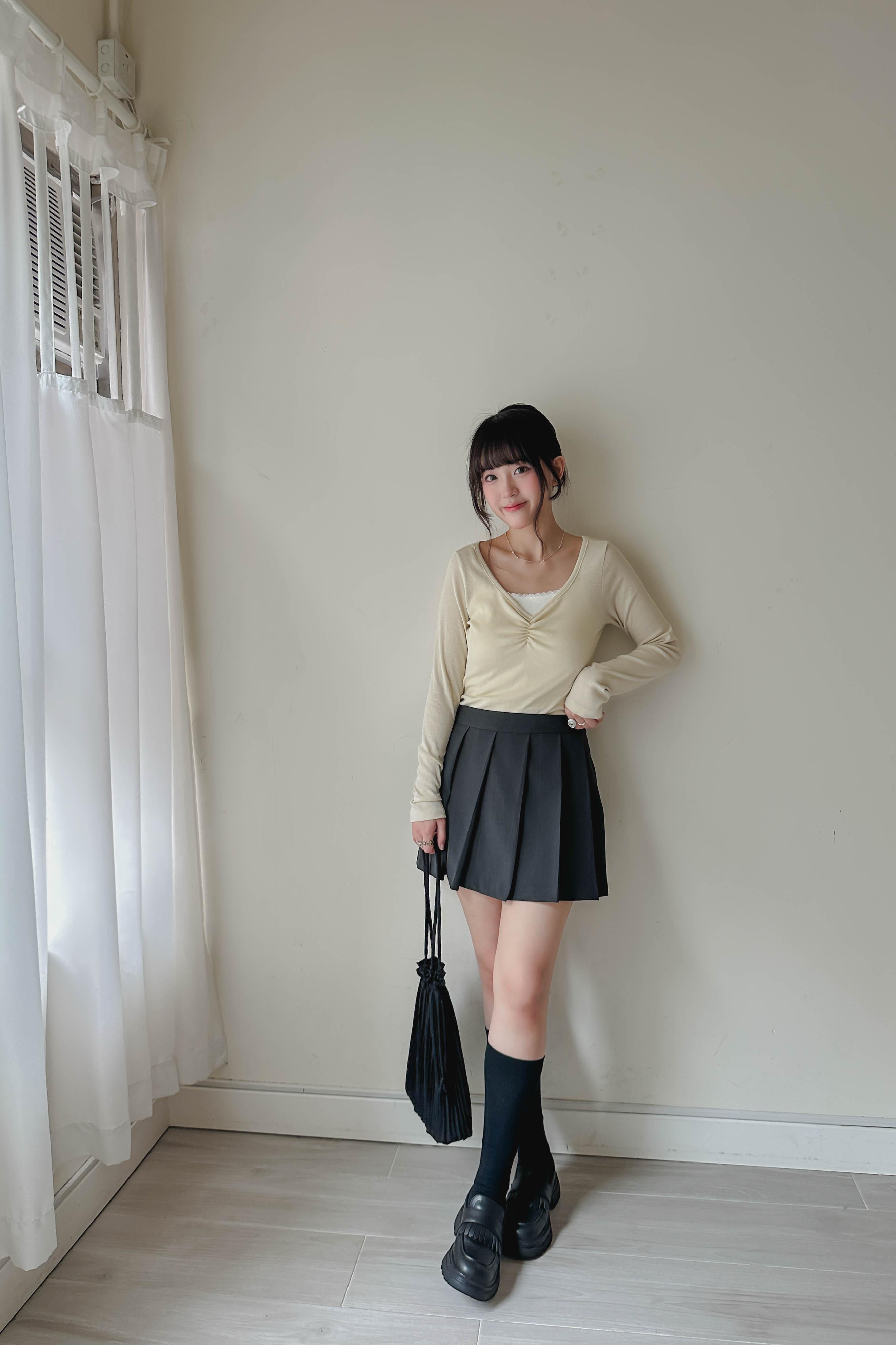 顯瘦打褶西裝裙 [✓防走光西褲]