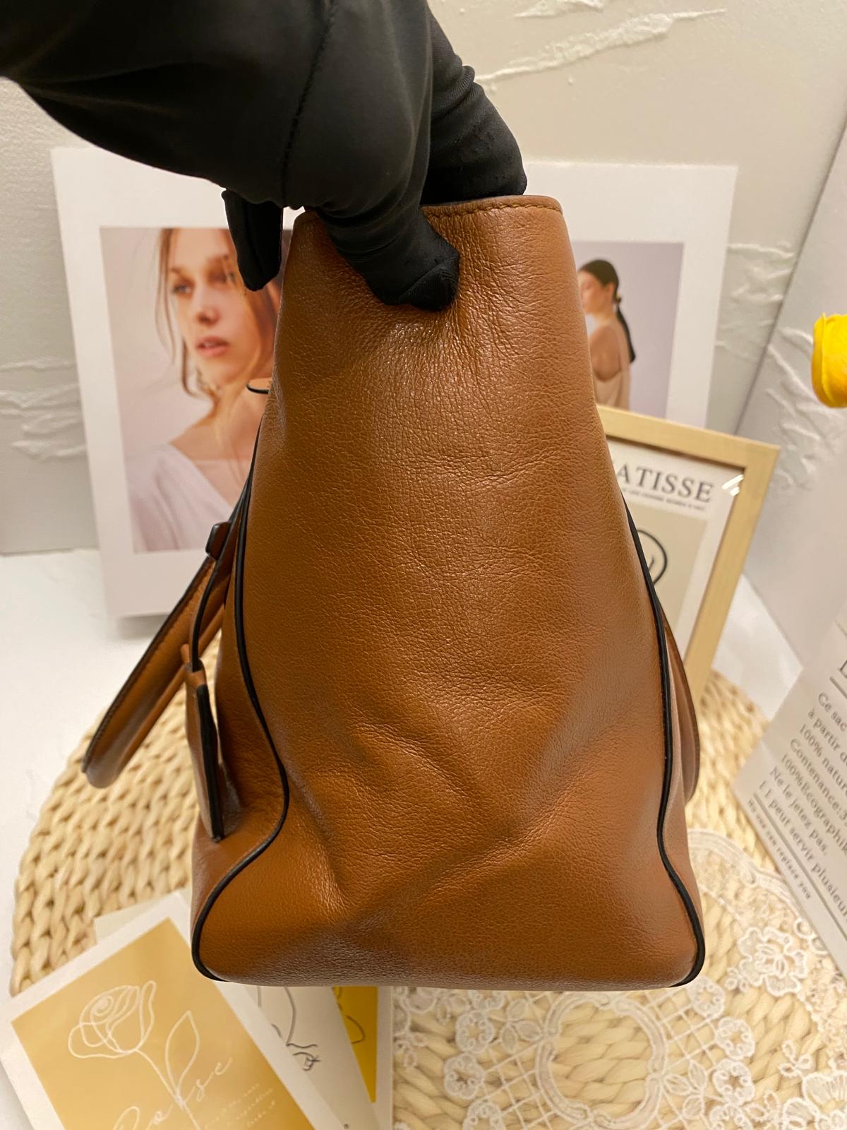 Prada Daino Leather Tote Bag (Cognac)