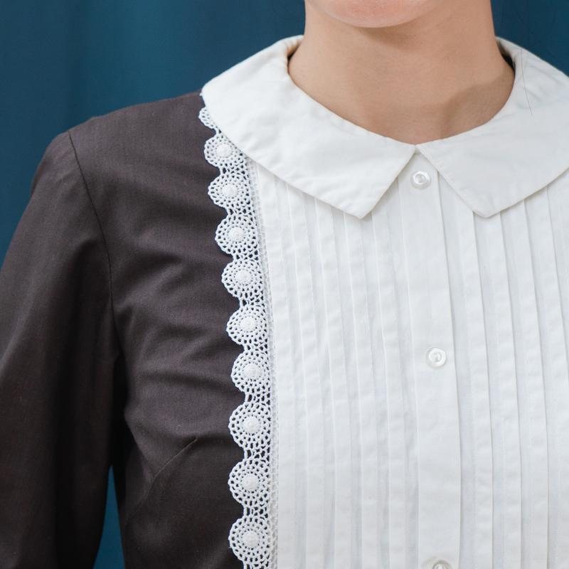 C.a. 1960s Helen Whiting Brown Low Waist Dress with White Trim (MT1504)