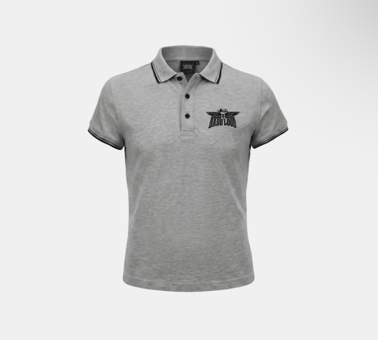 BADBLOOD新款[w-tee26-163] Aero Squad Print 1/2 Polo T-Shirt - Gray