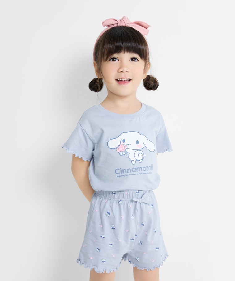 ☀️預訂 台灣直送☀️正版授權Sanrio系列四色純棉花邊印花家居服上下套裝