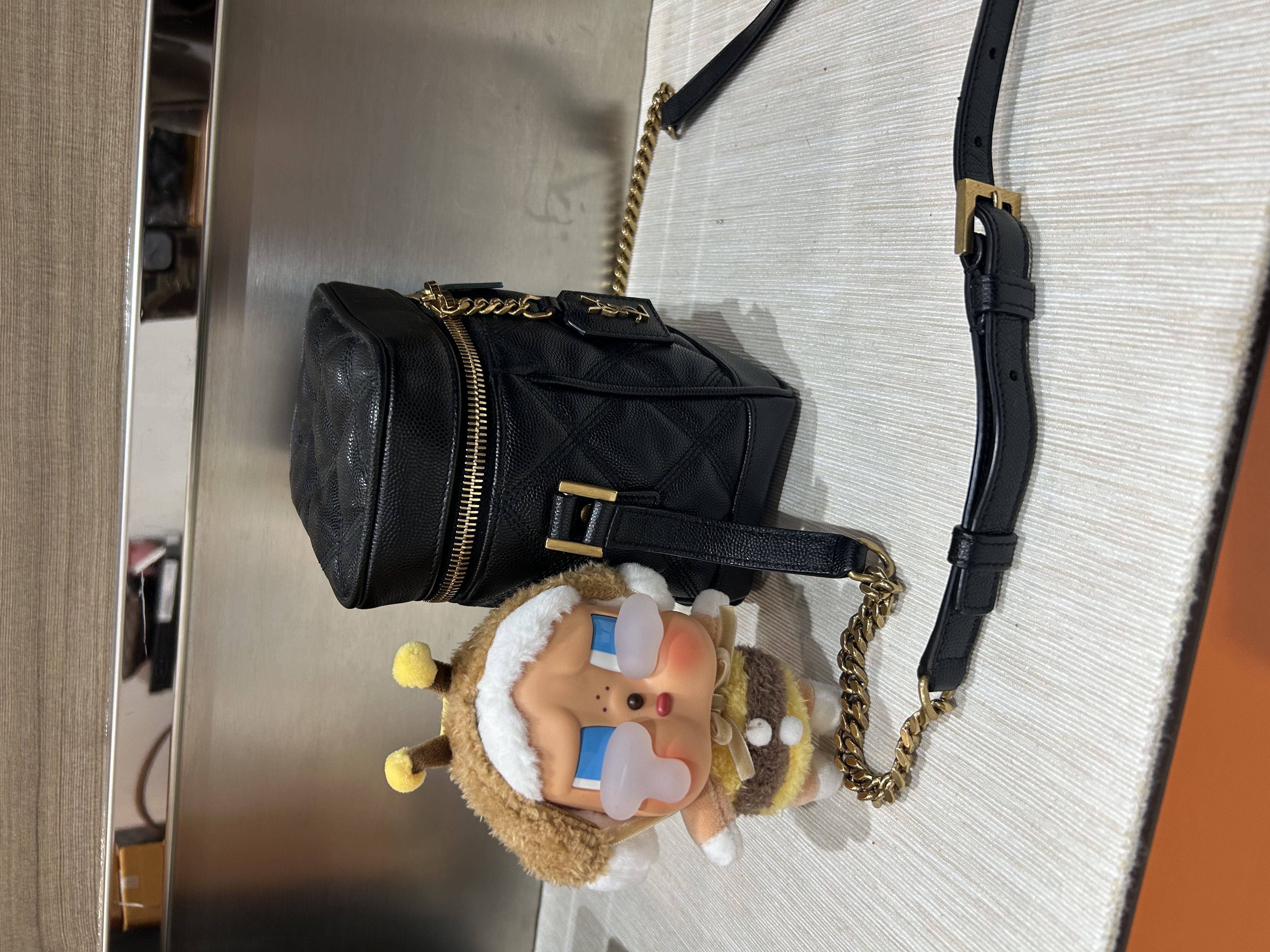 Ysl 80'S VANITY BAG IN CARRÉ-QUILTED GRAIN DE POUDRE EMBOSSED LEATHER 100%Authentic, 98%new ✅Dust bag