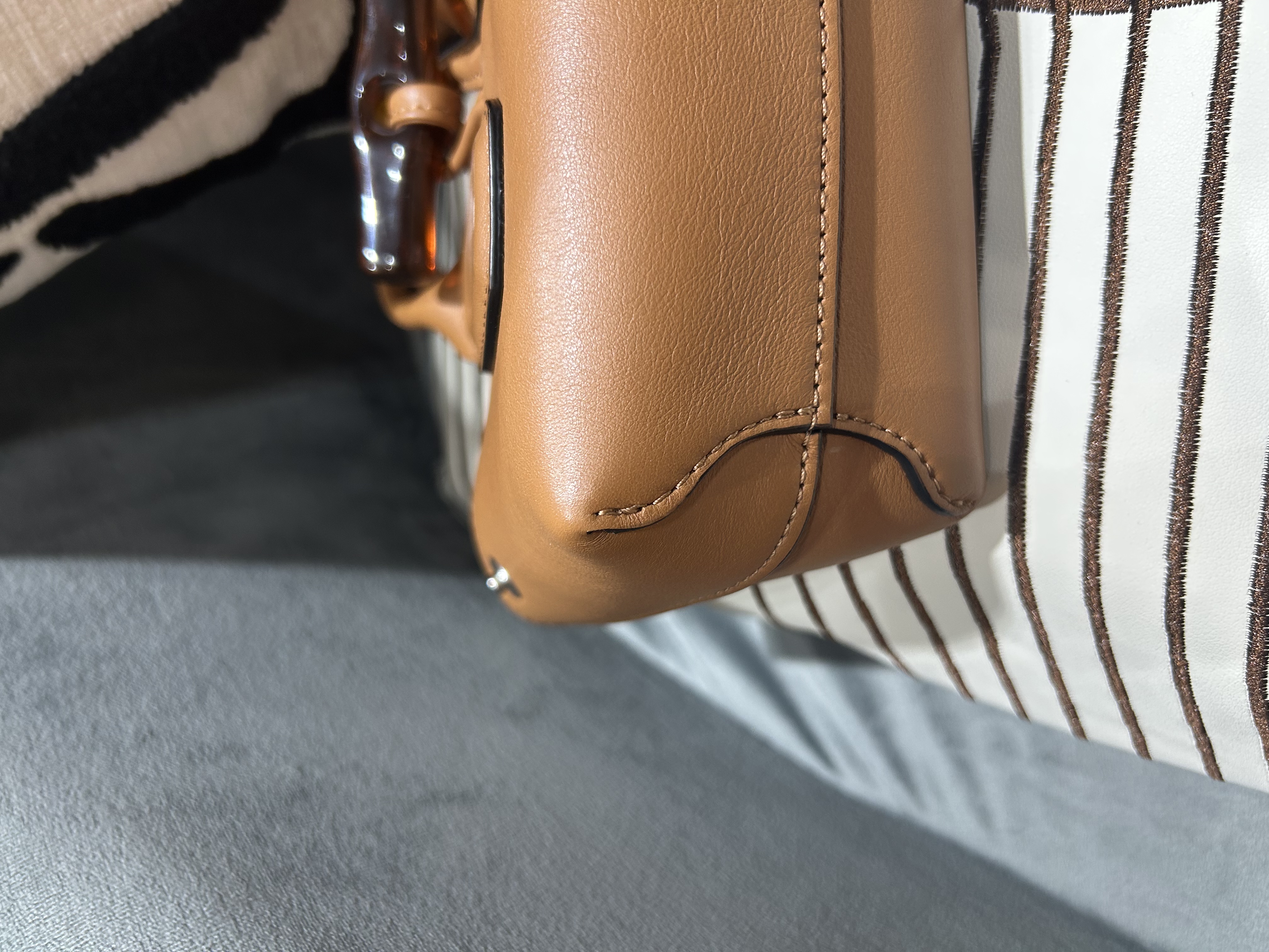 LONGCHAMP Le Roseau Handbag calfskin Tan 100%Authentic, 98%New ✅Dust bag