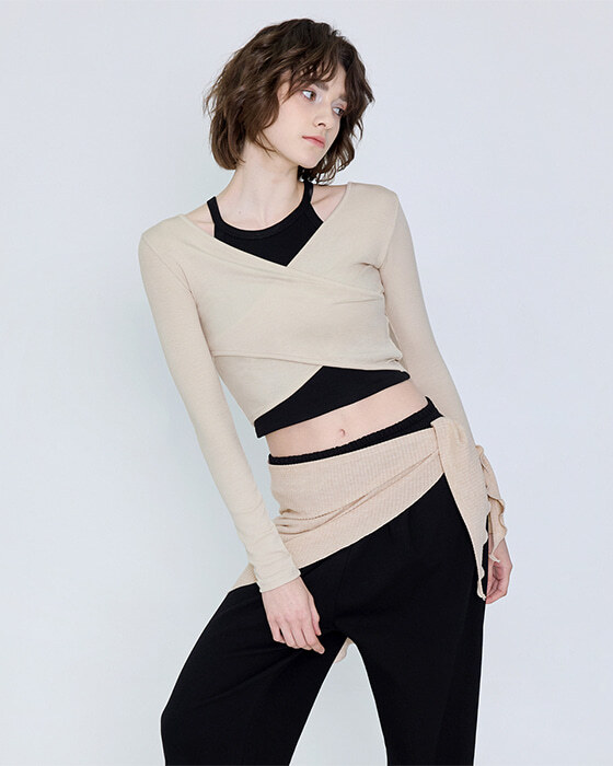【Two-way wear】預購_DEVI-T0041 Curve Wrap Crop Top by Devi wear