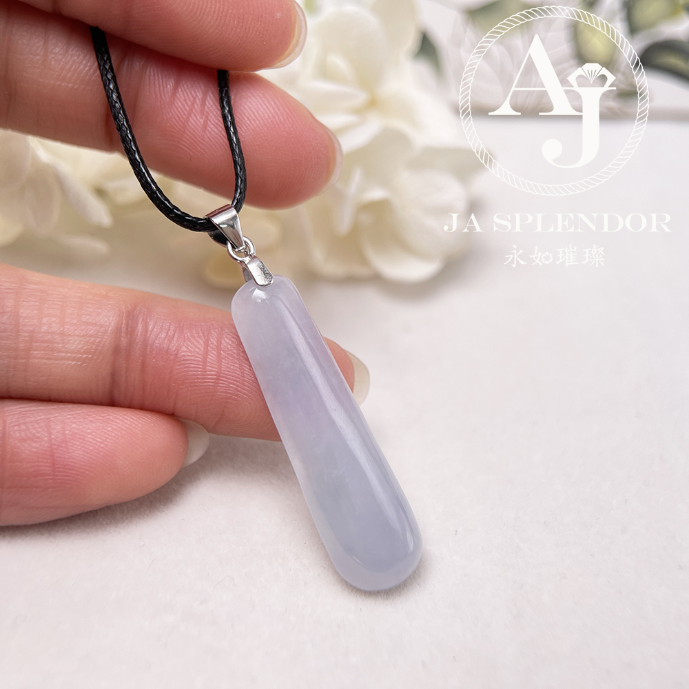 JN-1283 天然翡翠A玉 冰種紫藍平安無事牌吊墜