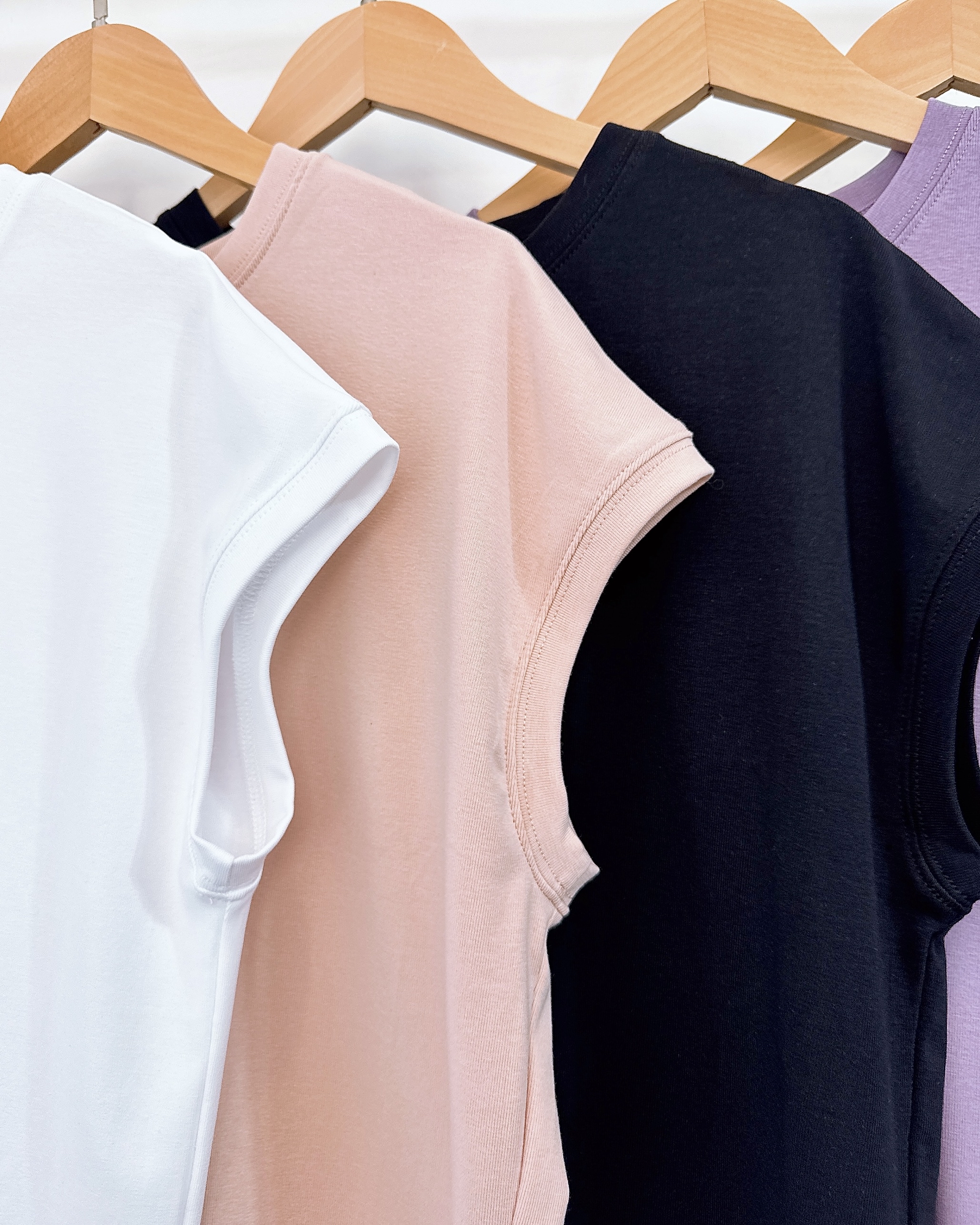 彈性純棉雞翼袖淨色上衣 8色