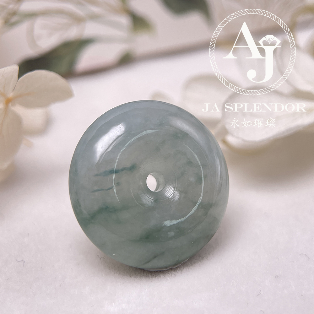 JN-177 天然翡翠A玉 冰種飄綠平安扣