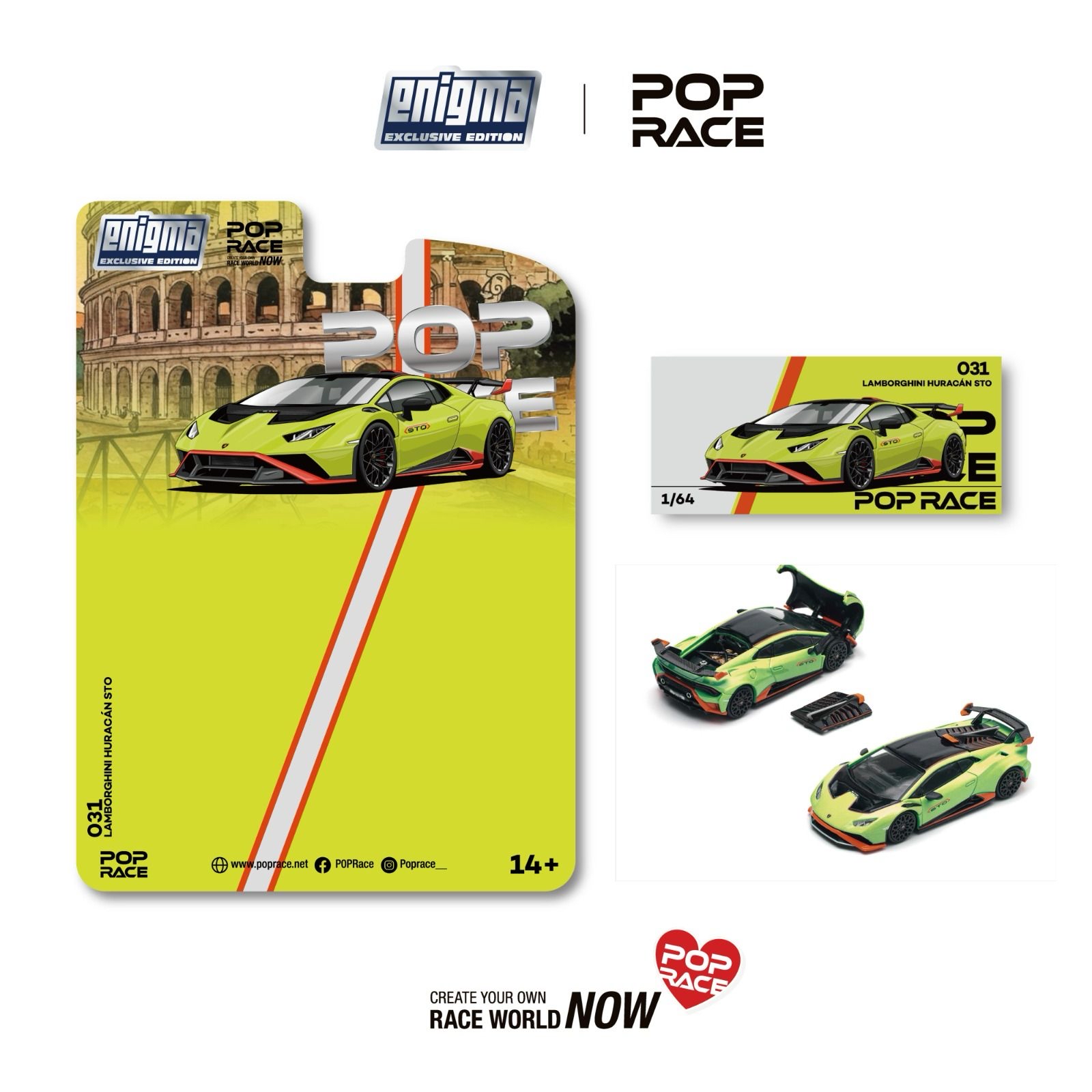 （預訂 Pre Order) POPRACE  ( PRE031 ) LAMBORGHINI HURACAN STO - VERDE CITREA/ARACIO DAC