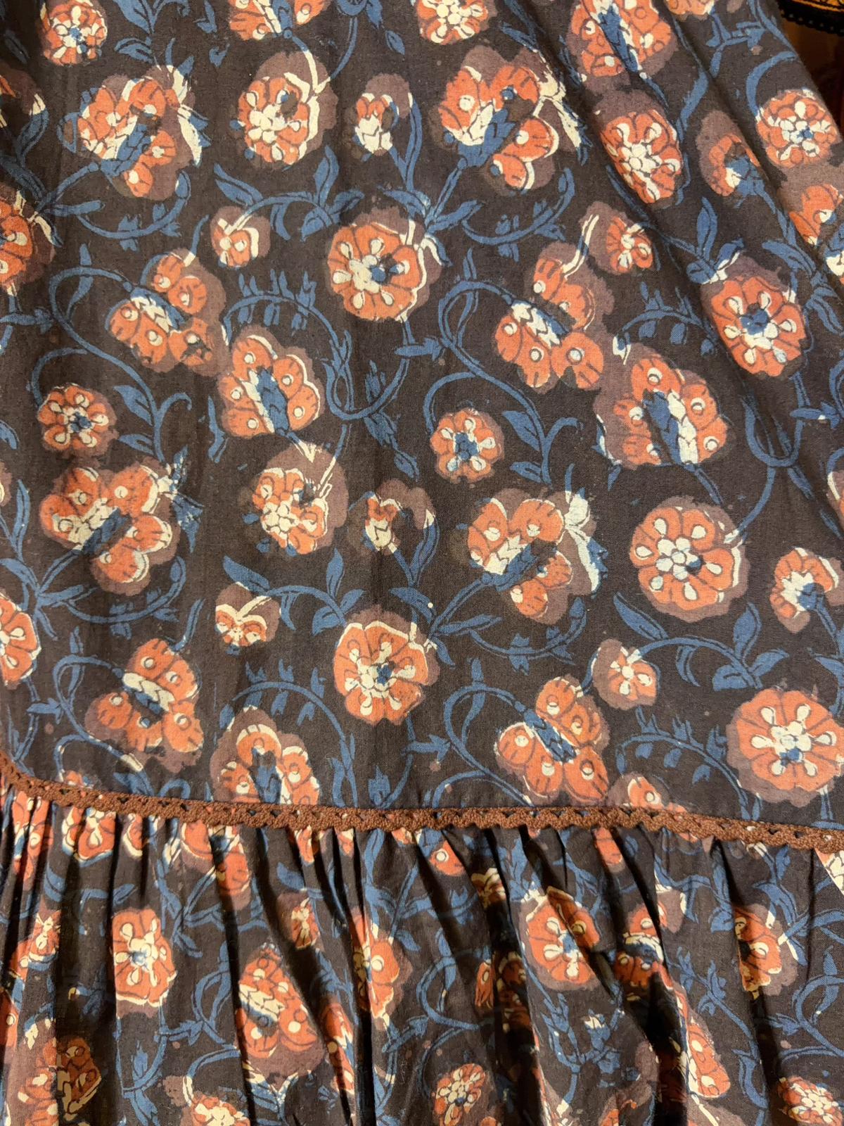 Black color block print short OP #1478