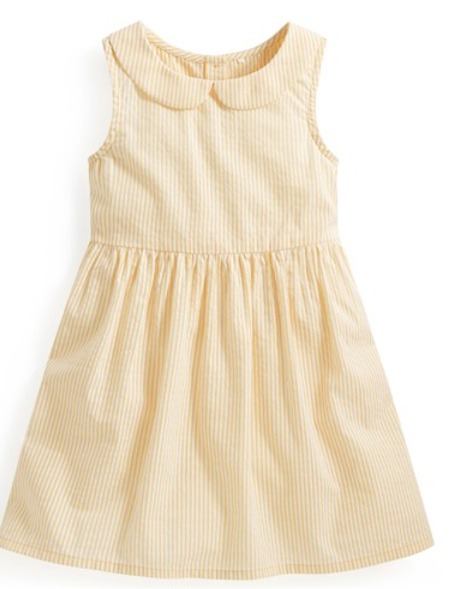 泡泡紗條紋小圓領無袖洋裝-童