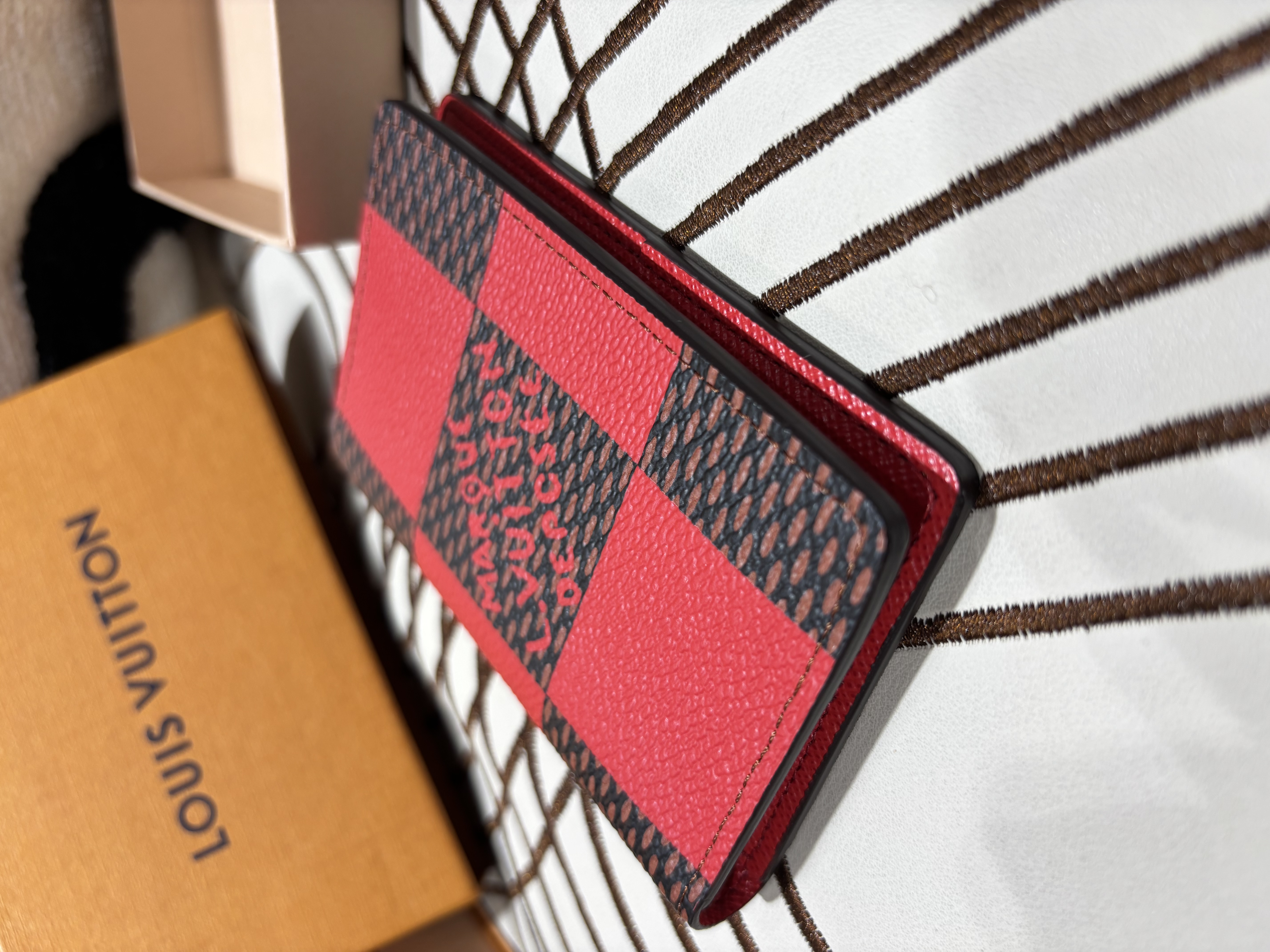 全新 LV Pocket Organizer Damier Pop "Rouge" Card holder N40614 100%Authentic, 全新100%new  ✅Box
