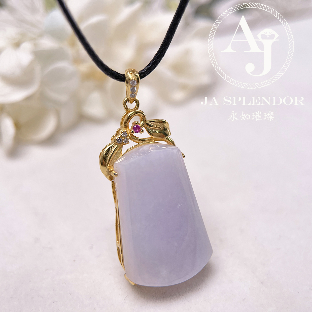 JNS-52 天然翡翠A 冰潤紫羅蘭平安無事牌