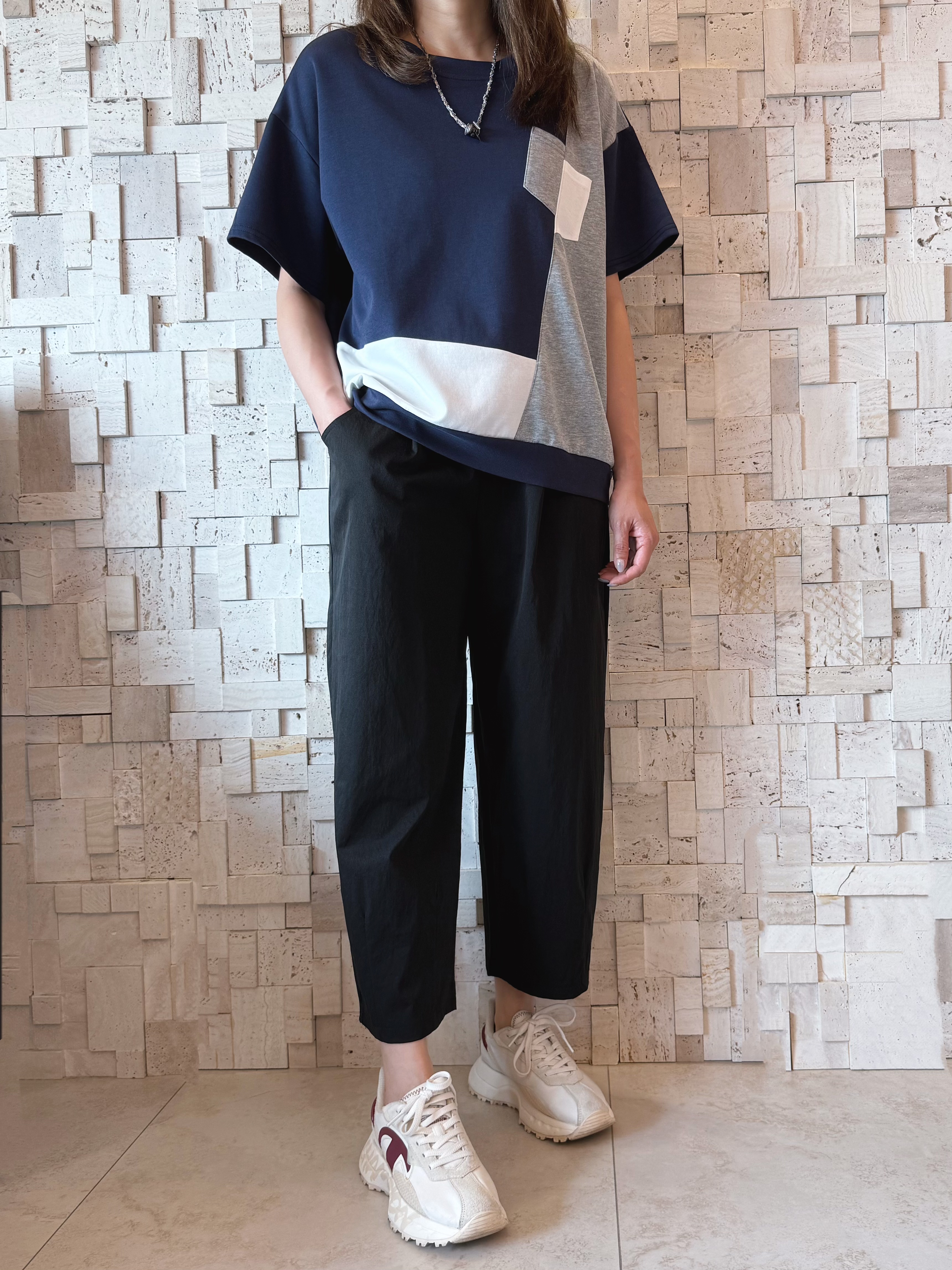 #2101 簡約拼色Top