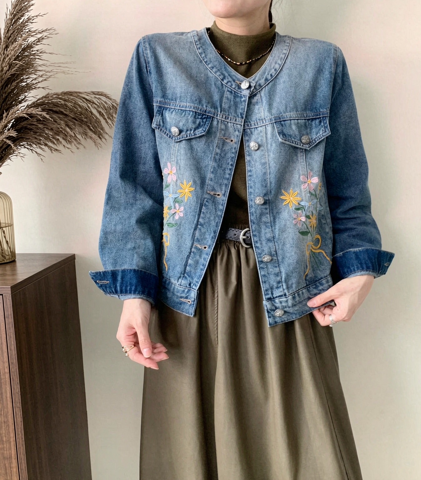 牛仔刺綉重工外套(M39寸胸/L41寸/XL43寸胸)