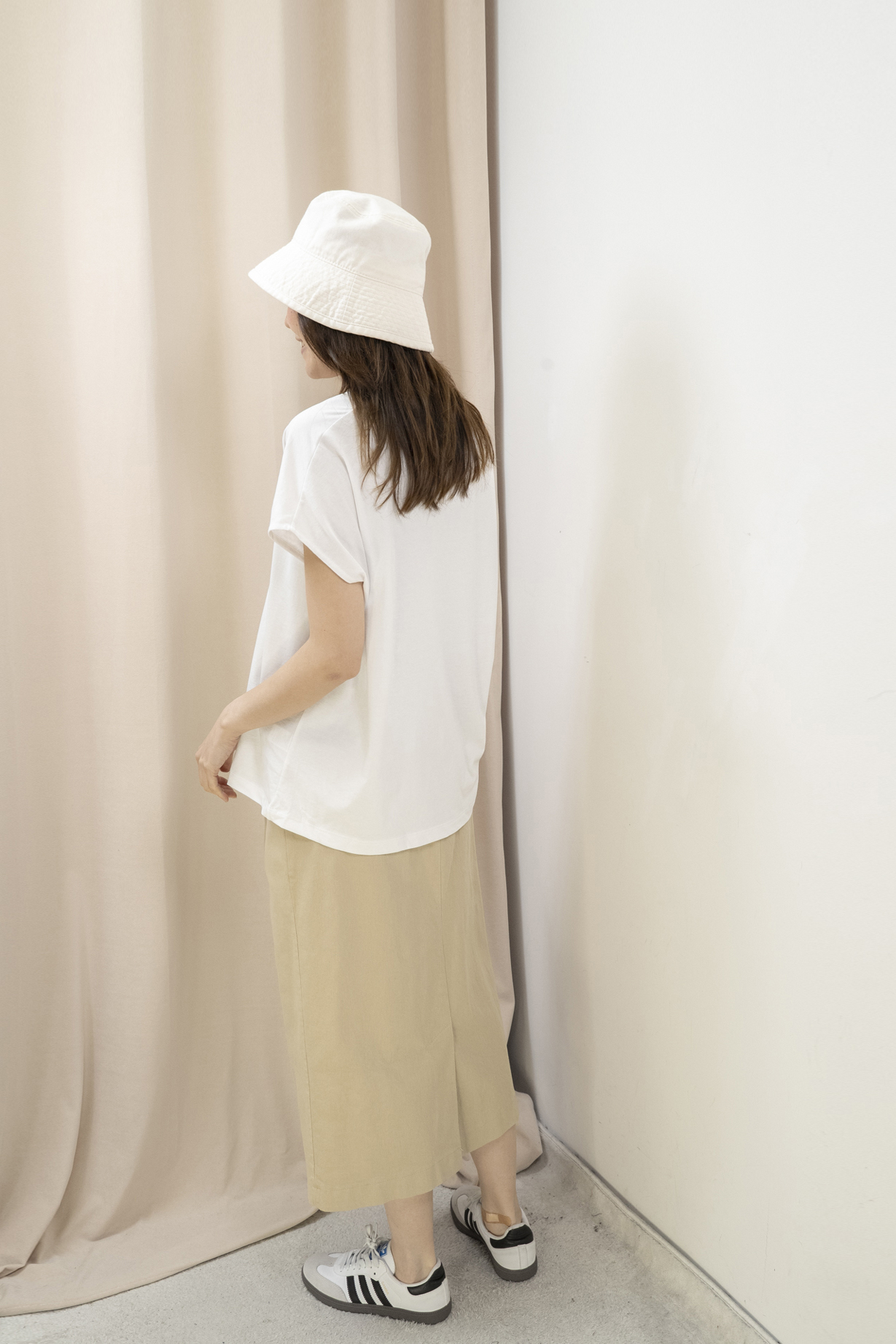 新色！棉質直筒全橡筋腰半身裙（3色）