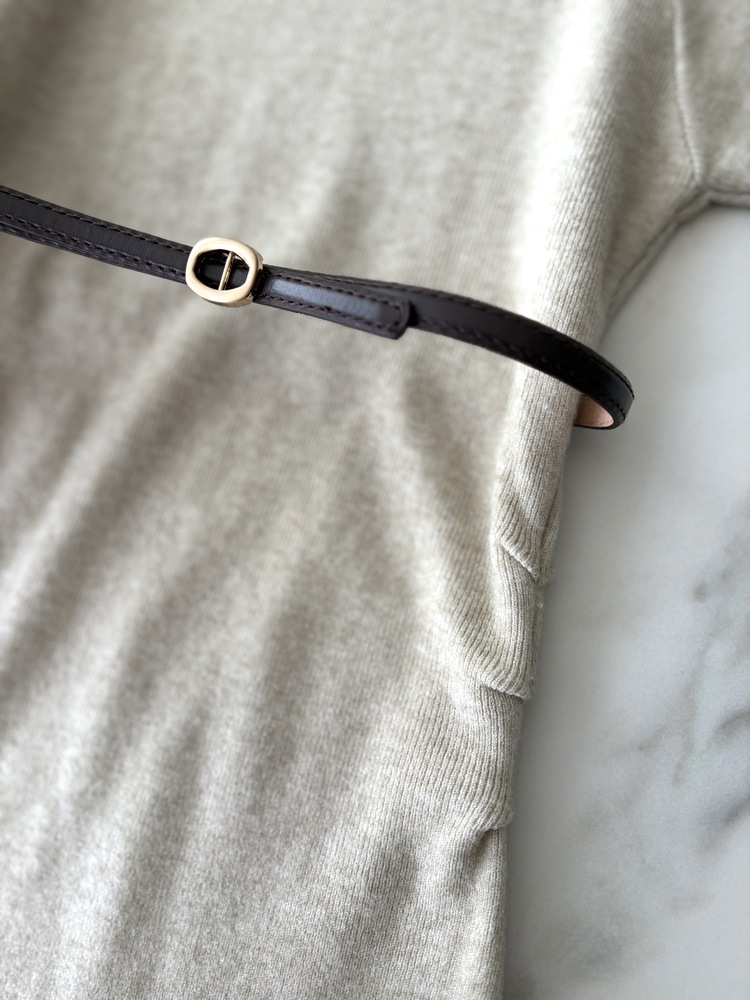 Timeless Belted Knit Dress (Oatmeal)